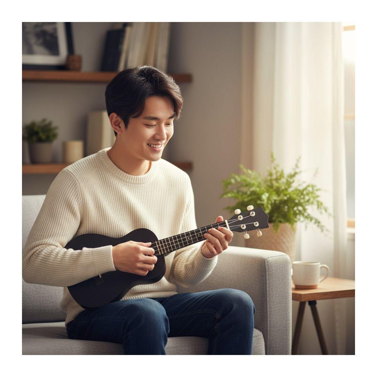 Ukelele 21". Incluye Funda. Color Negro-1