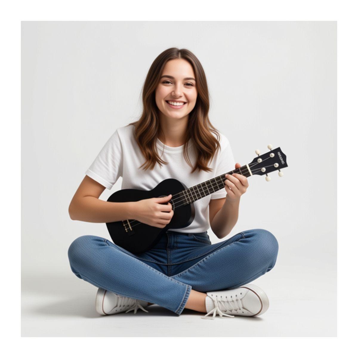 Ukelele 21". Incluye Funda. Color Negro-5