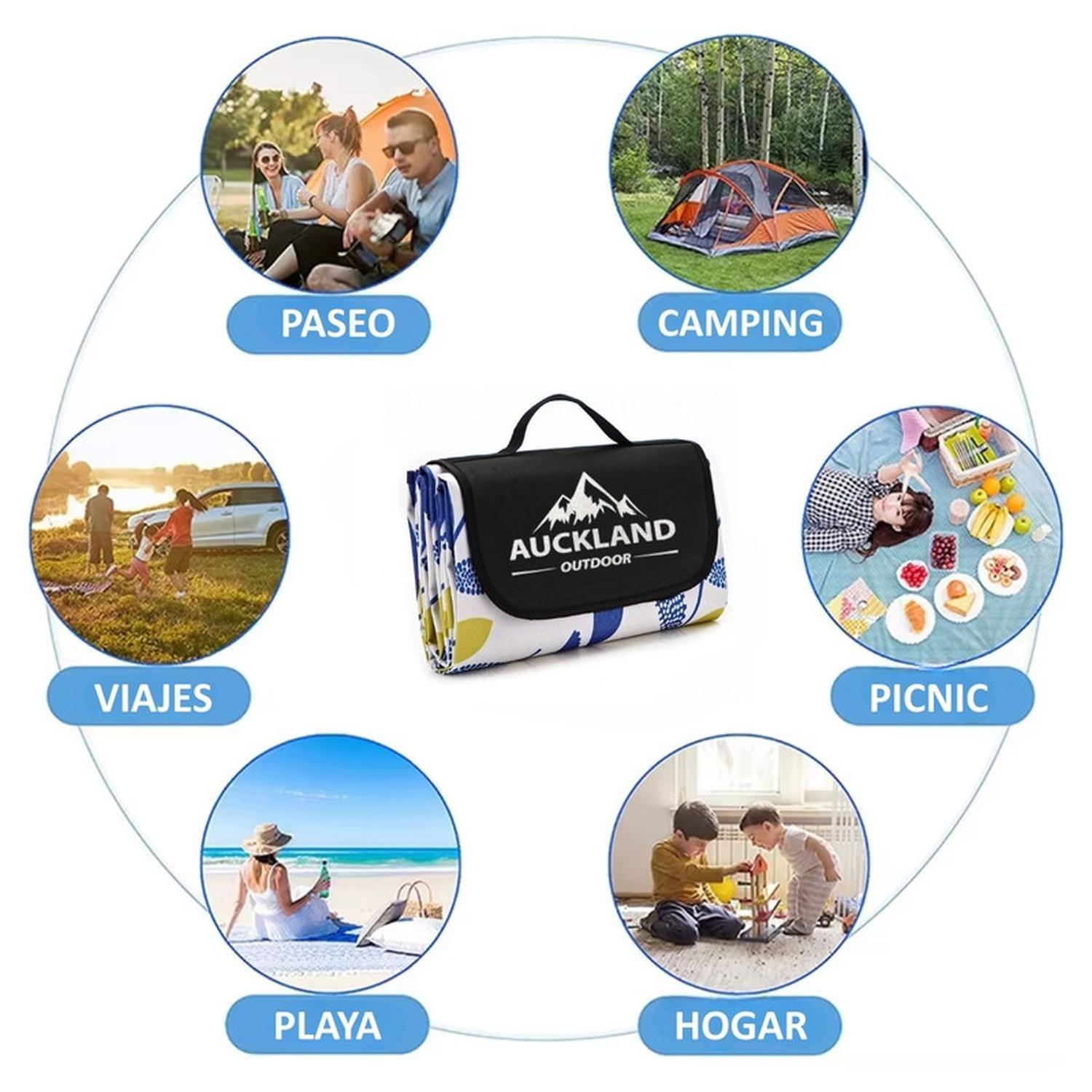 Manta Picnic Impermeable Hojas Azules 150X180 Camping Playa-4