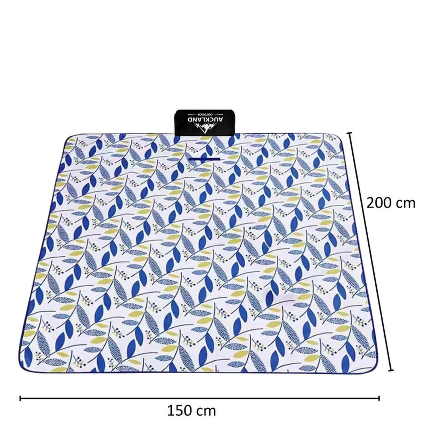 Manta Picnic Impermeable Hojas Azules 150X180 Camping Playa-4