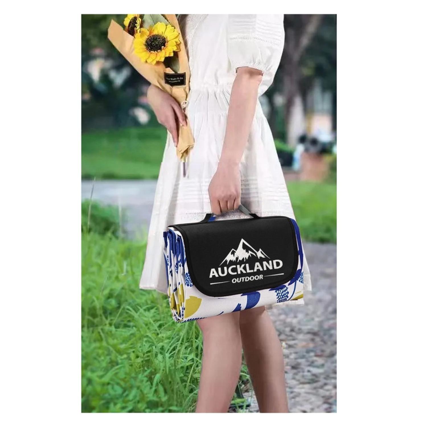 Manta Picnic Impermeable Hojas Azules 150X180 Camping Playa-7