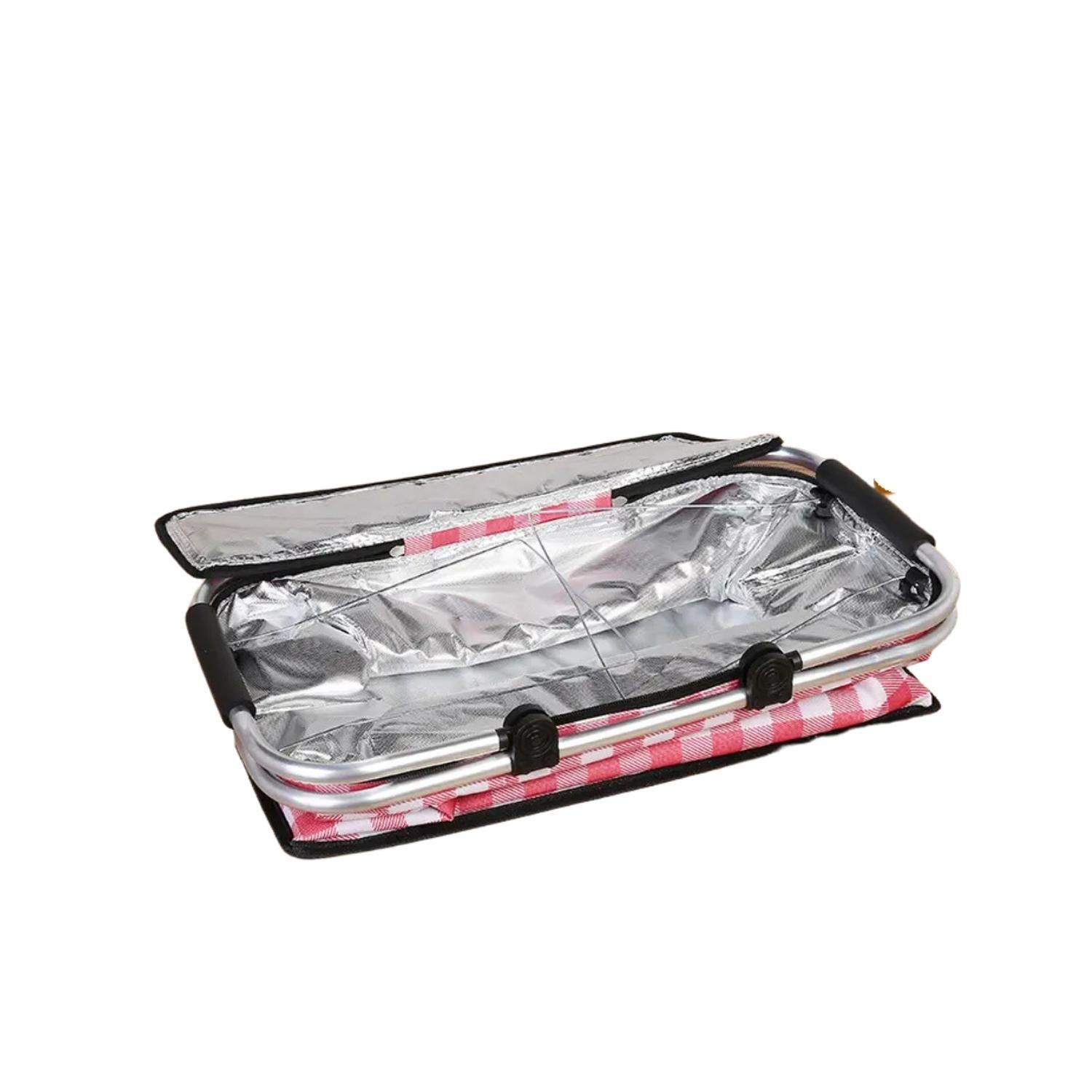 Bolso Termico Plegable Lineas Verdes Cooler Canasta Picnic-1