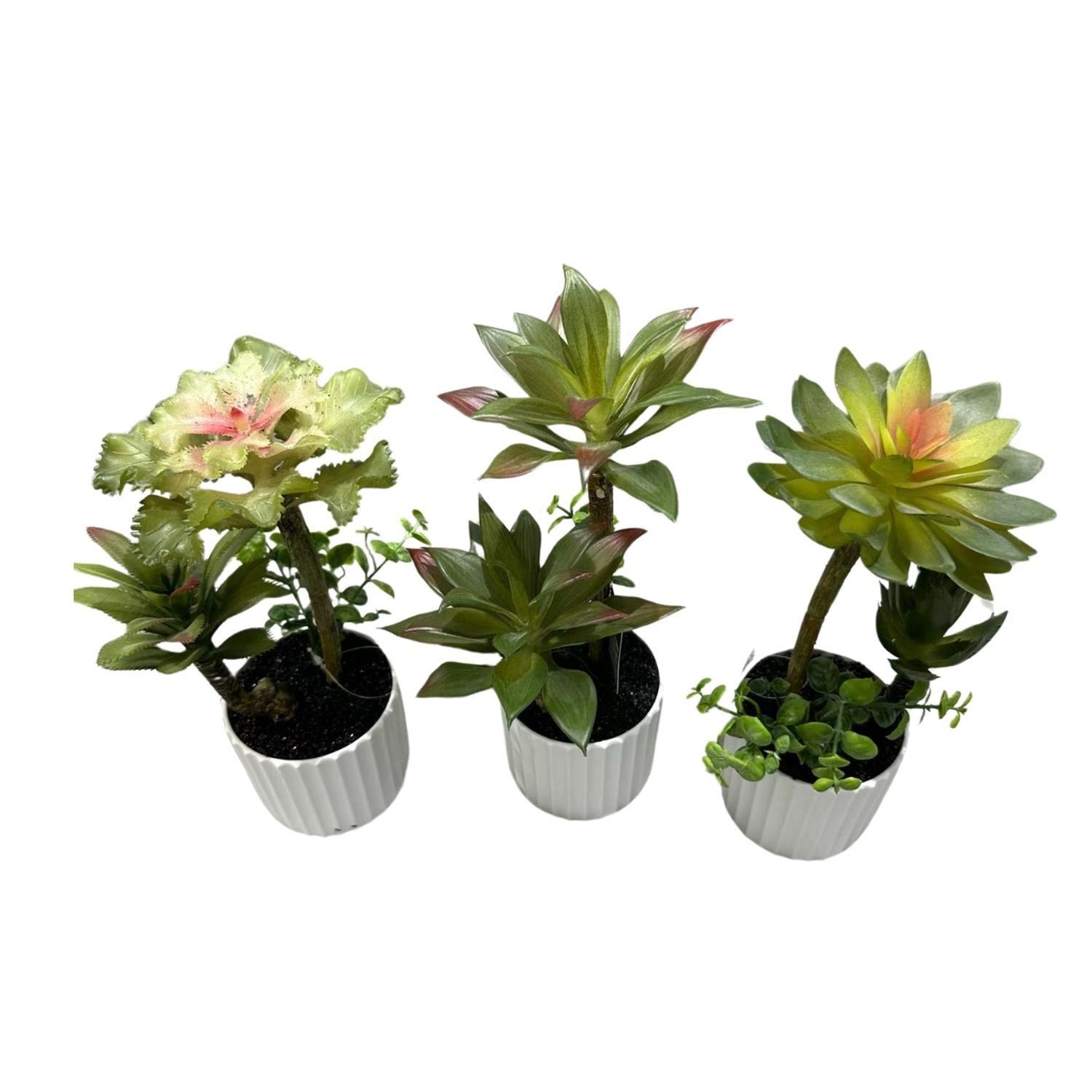 Mini Suculentas Decorativas Artificiales Con Macetero 3 Uni.-4