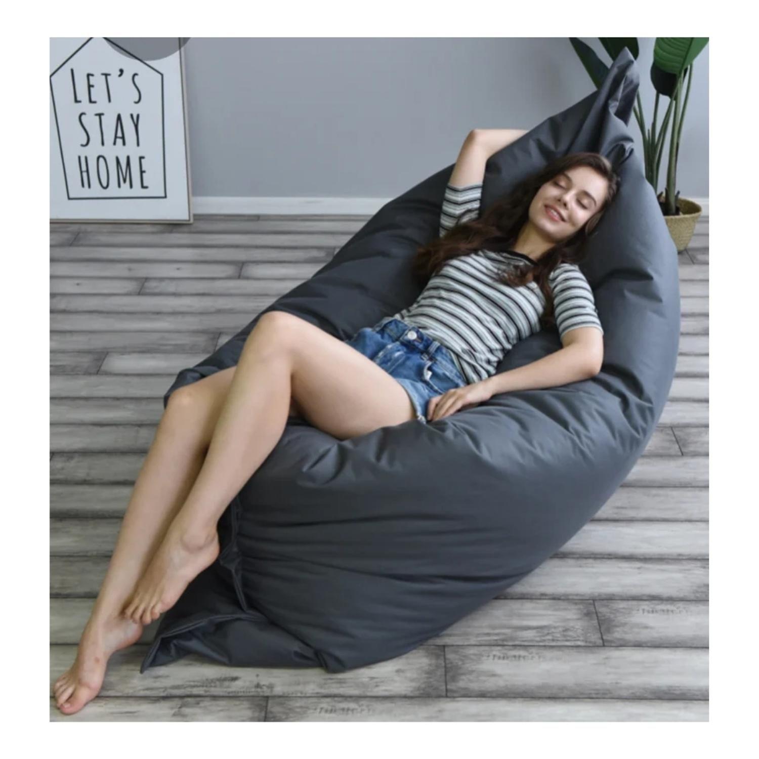 Cojin Gigante Impermeable Puff 600D 180X140 Cm Gris-1