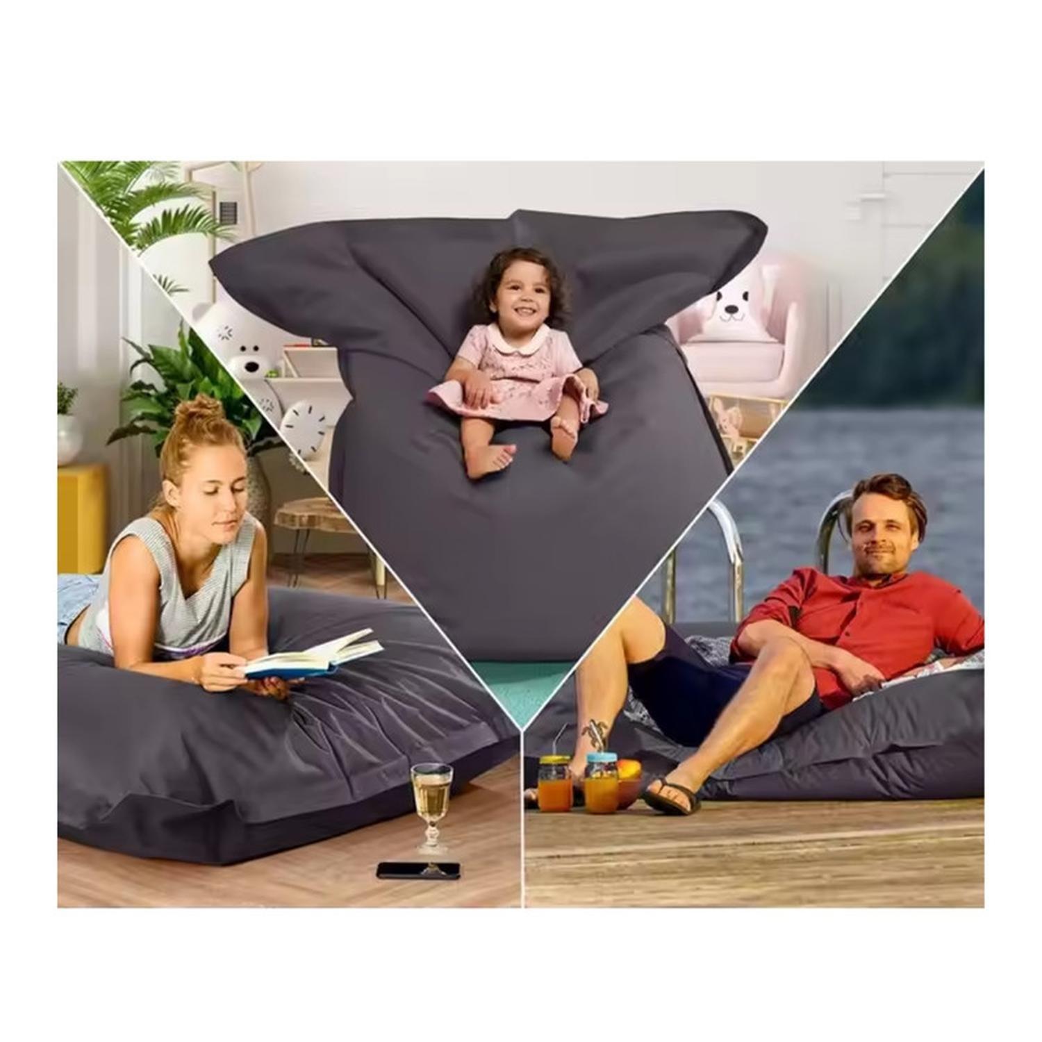 Cojin Gigante Impermeable Puff 600D 180X140 Cm Gris-6