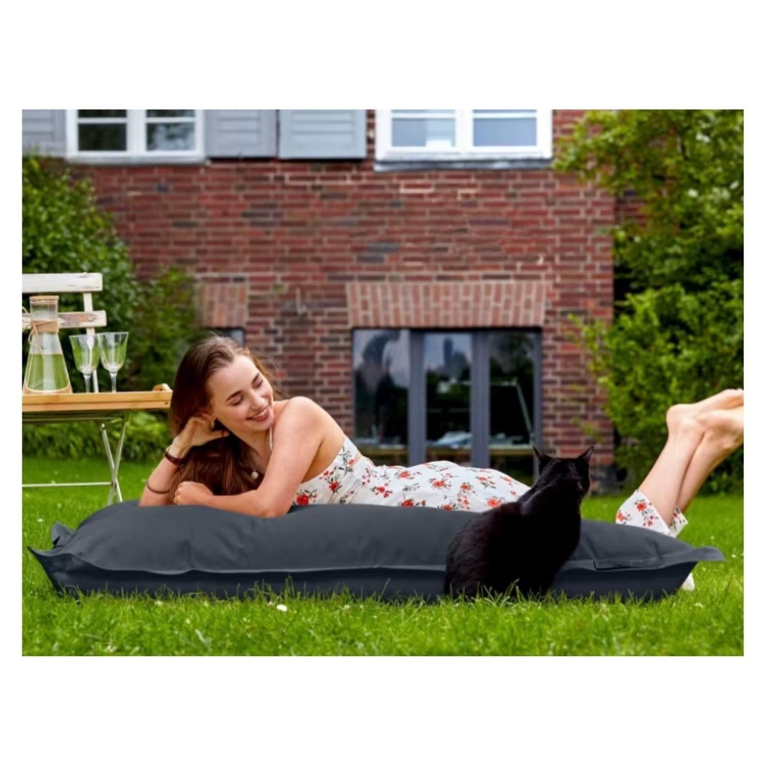 Cojin Gigante Impermeable Puff 600D 180X140 Cm Gris-9