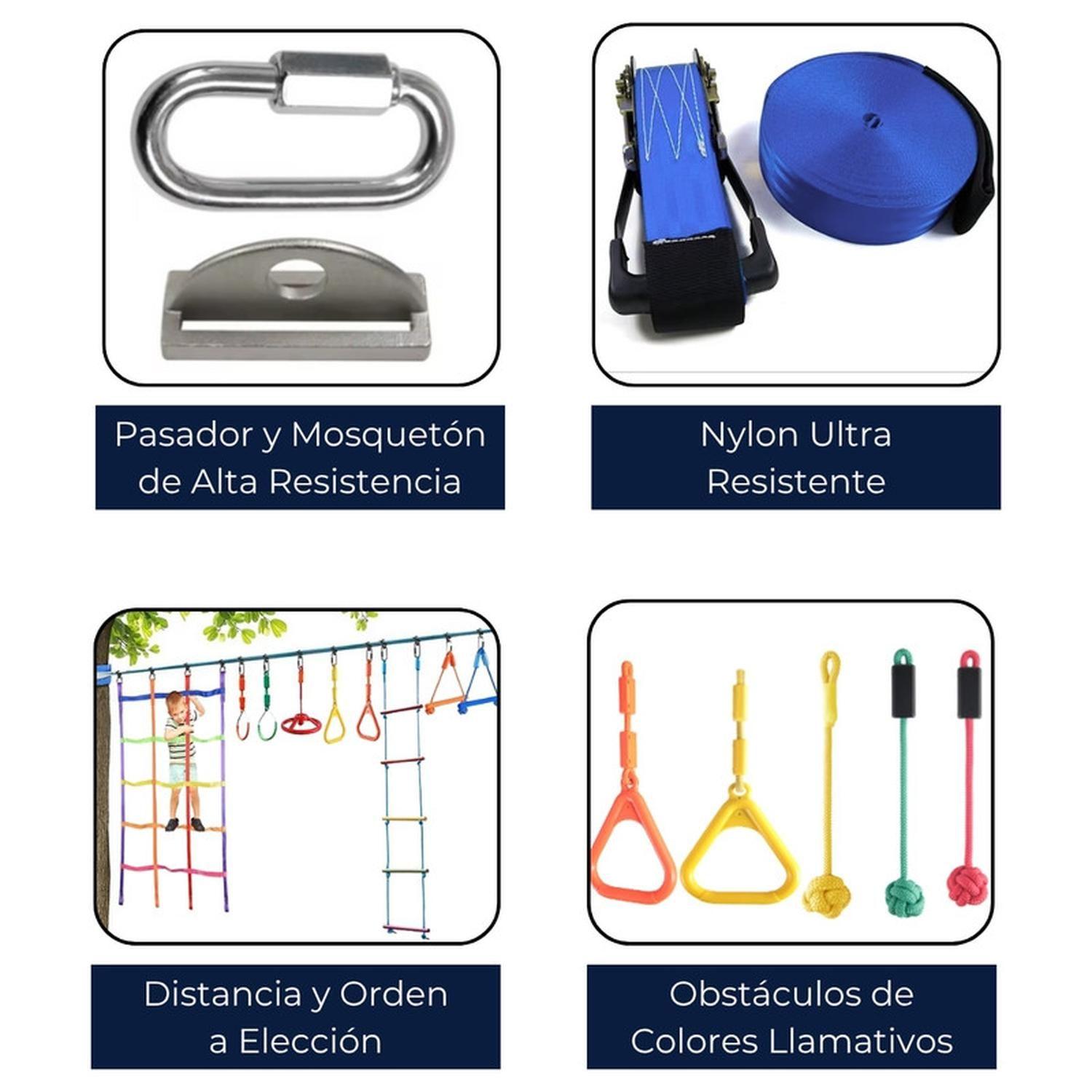 Juego Obstaculos Carrera 8 Niños Slackline Ninja Warrior-2