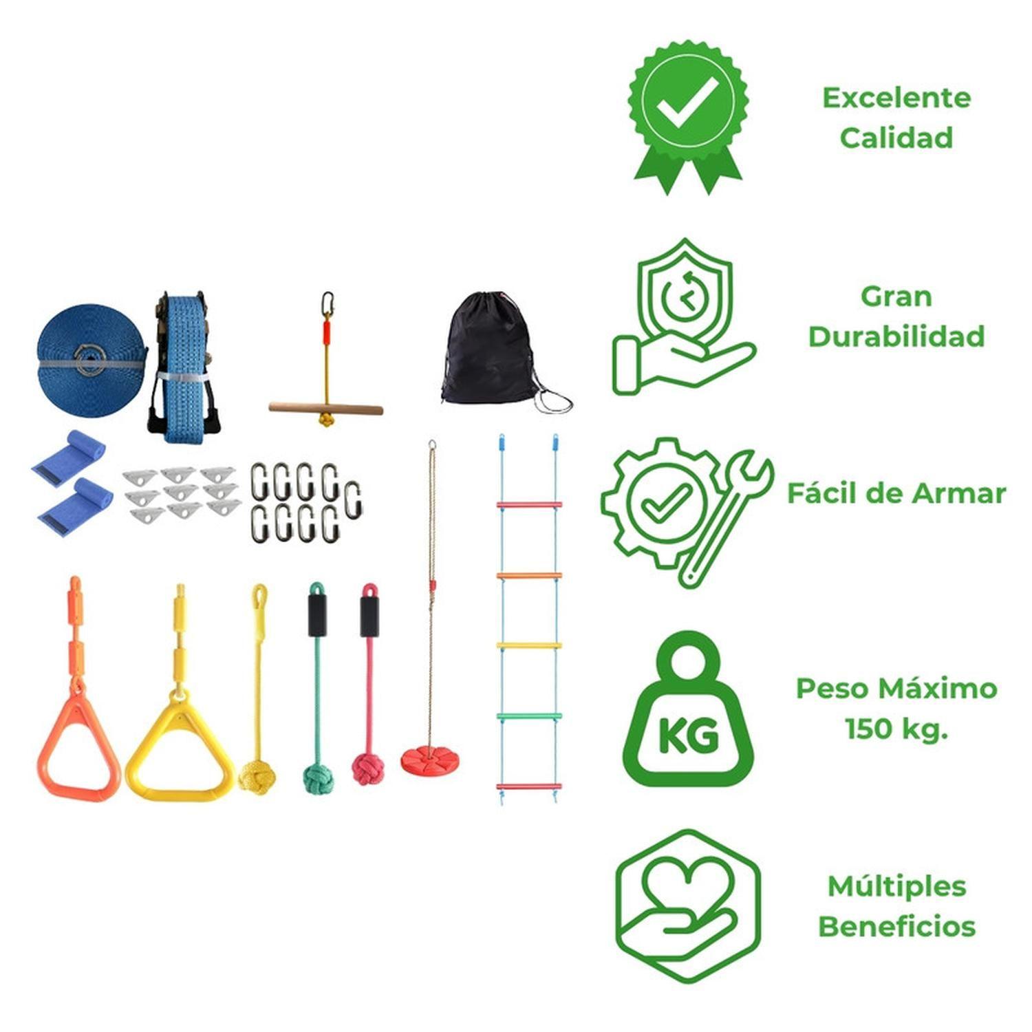 Juego Obstaculos Carrera 8 Niños Slackline Ninja Warrior-5