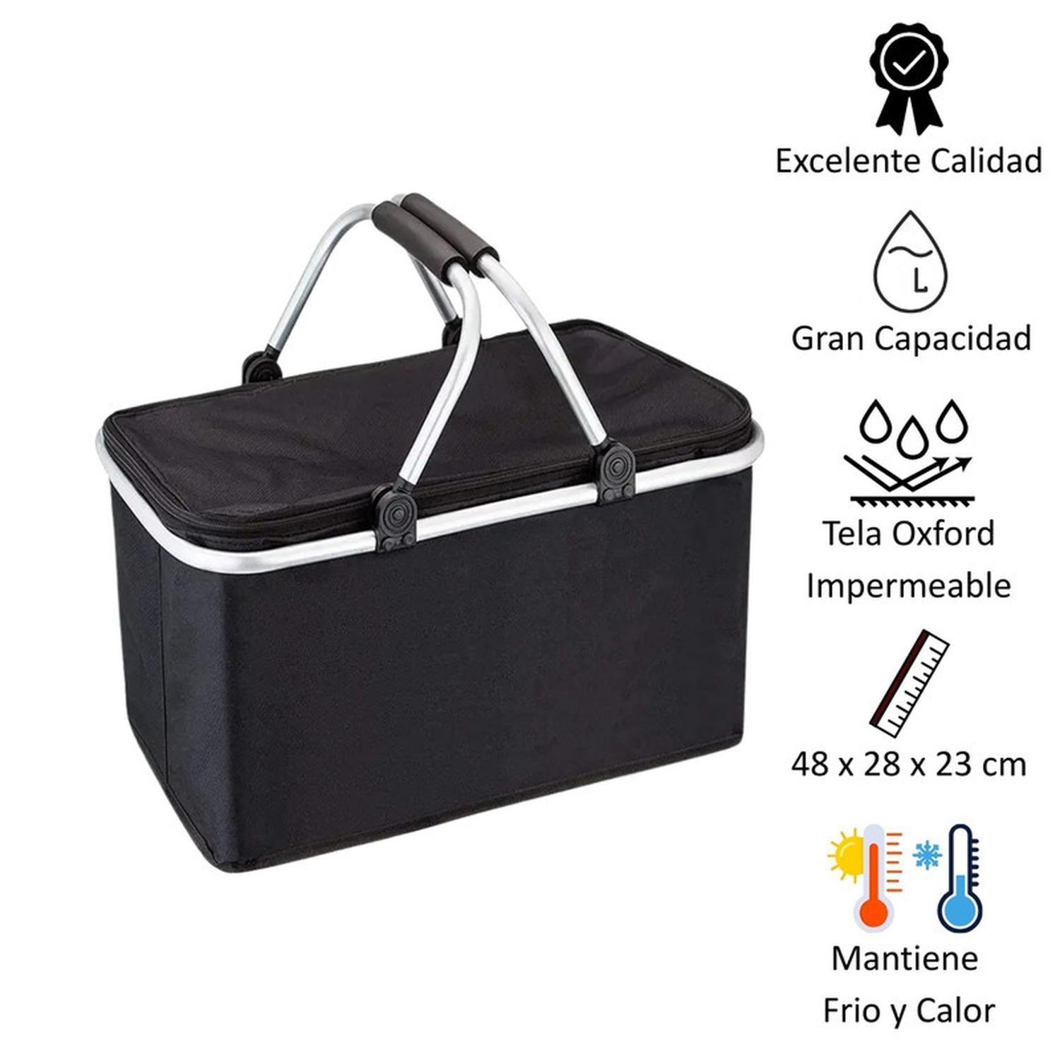 Bolso Termico Plegable Negro Cooler Canasta Picnic-1