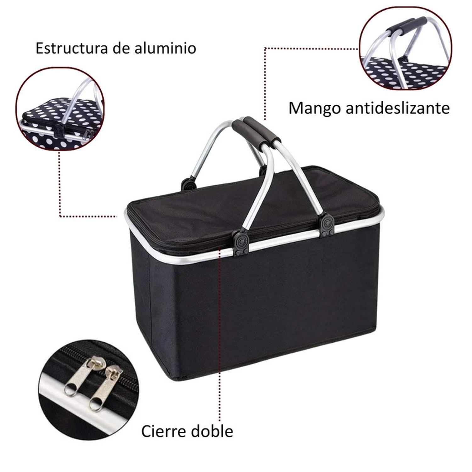 Bolso Termico Plegable Negro Cooler Canasta Picnic-2