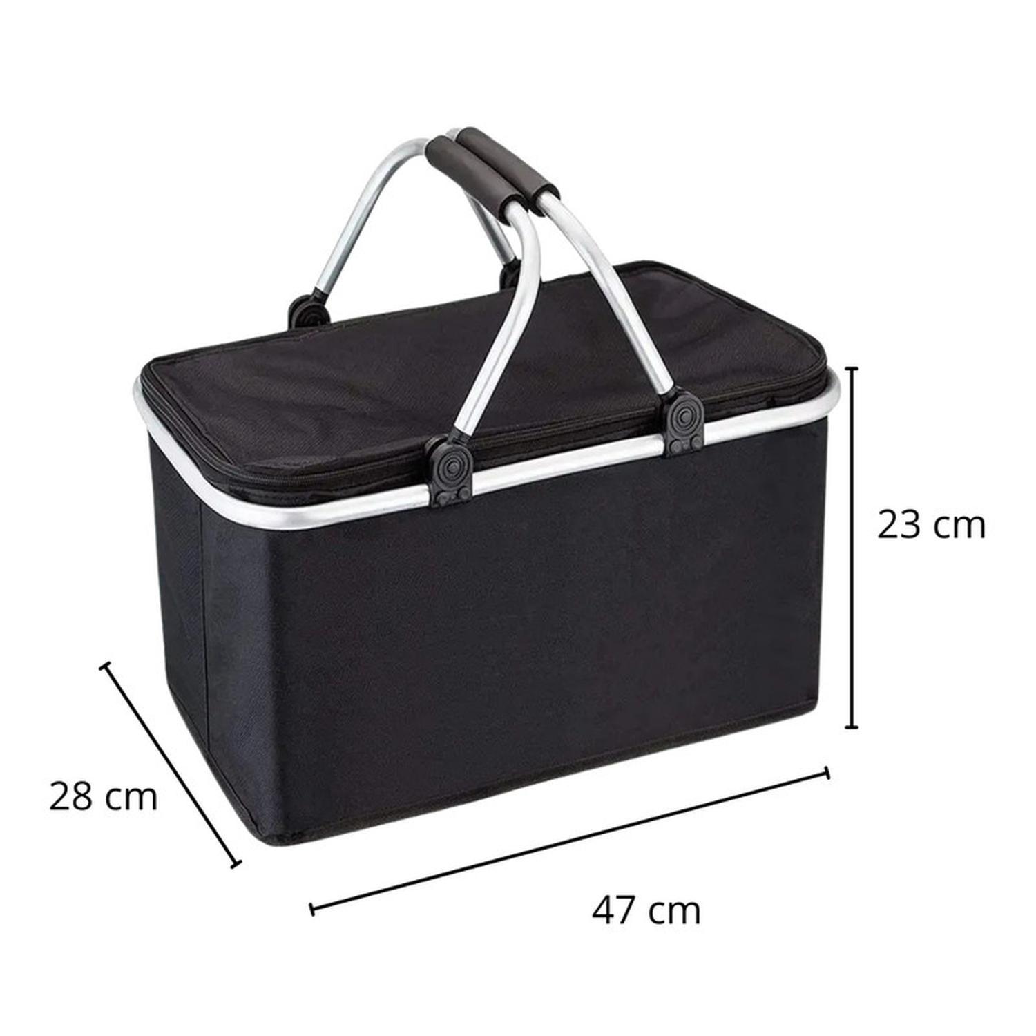 Bolso Termico Plegable Negro Cooler Canasta Picnic-3