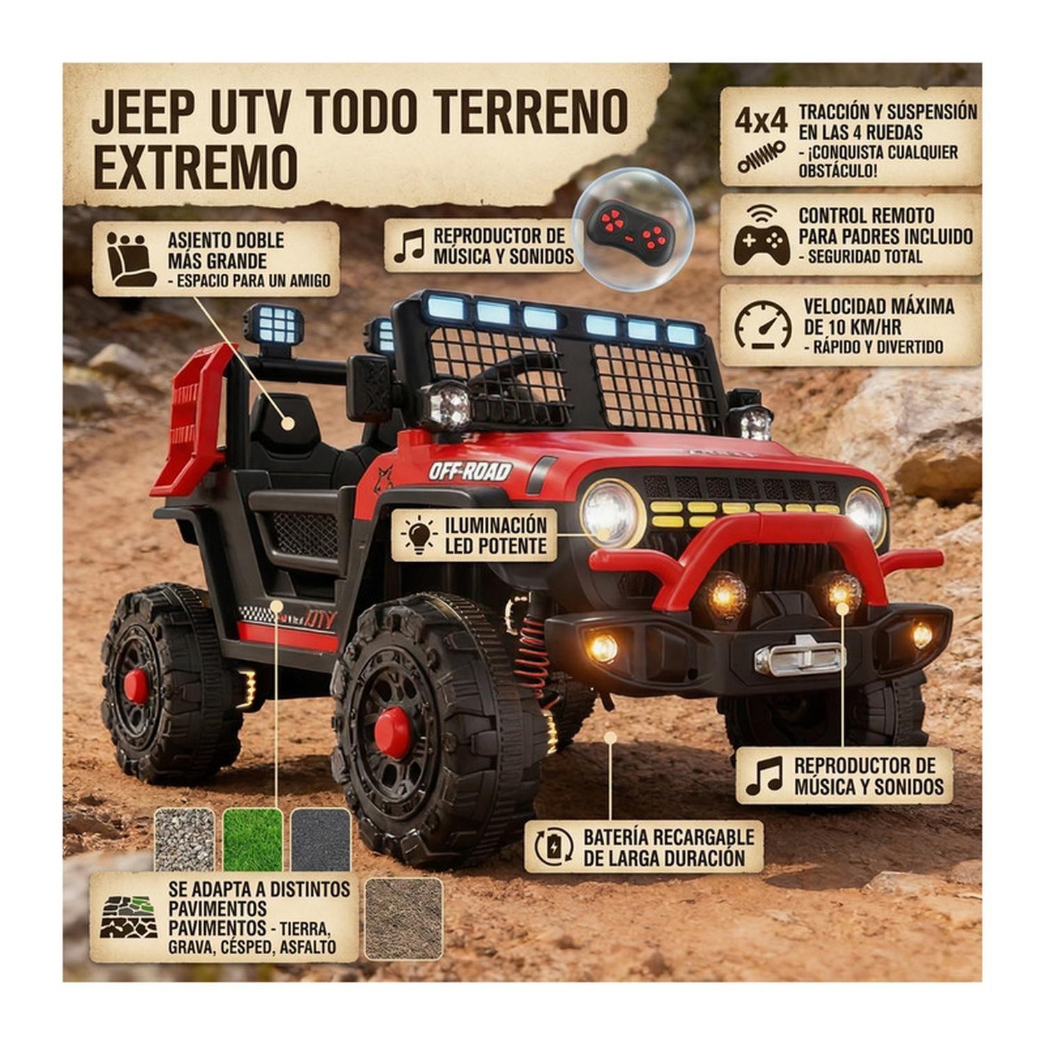 Auto Eléctrico Infantil Jeep Blaze Batería Control Rojo-2