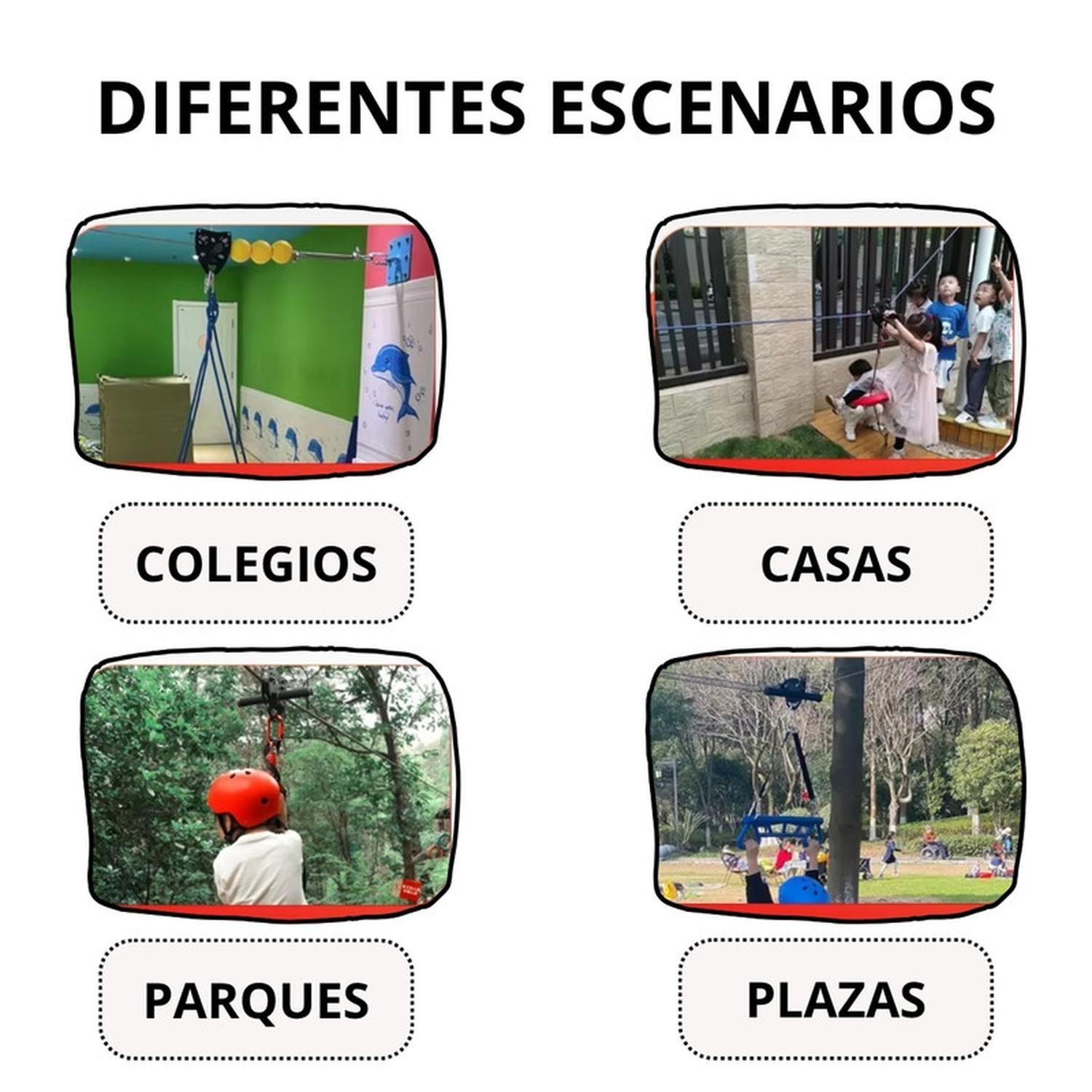 Tirolesa 30m Con Freno Juego Zipline Kit Tirolina Canopy-9