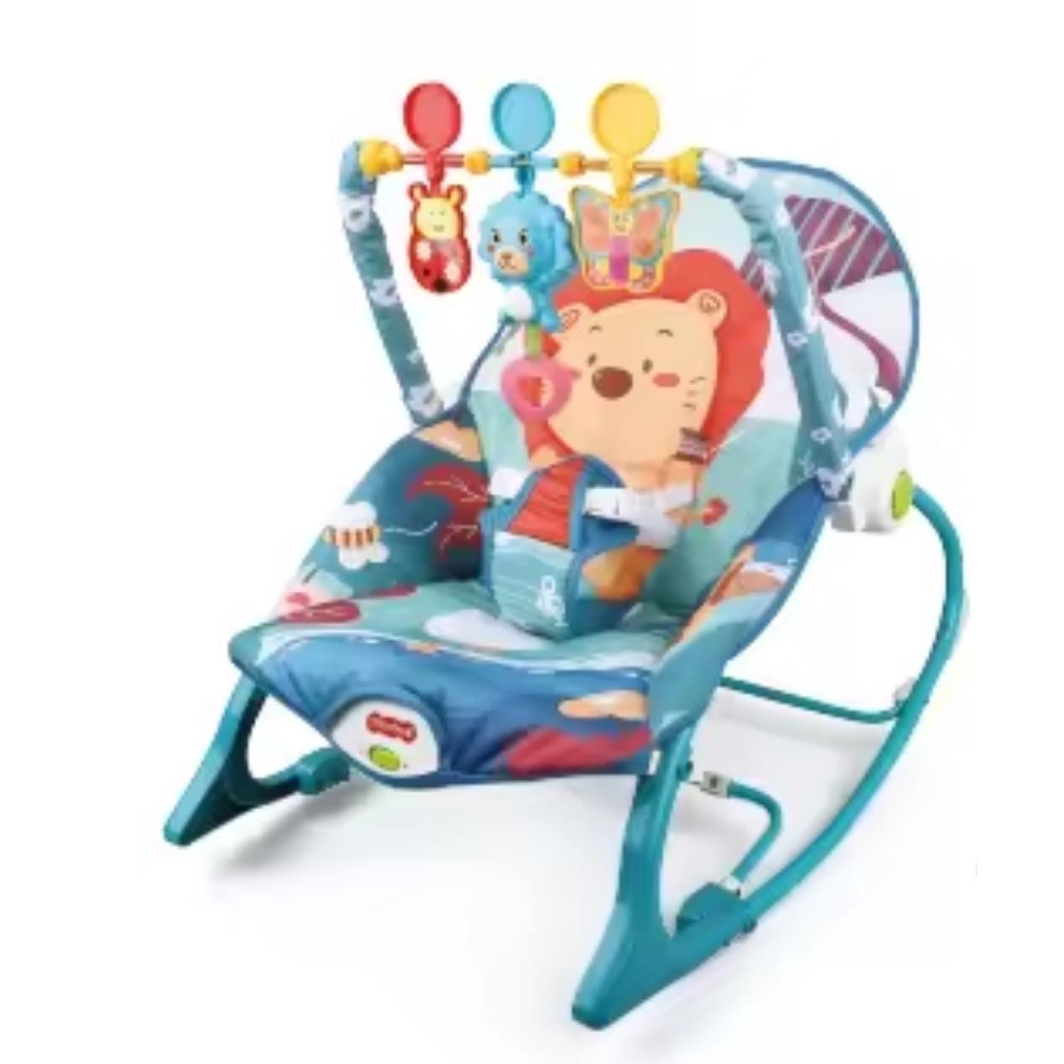 Silla Nido Musical Vibradora Bebe 2 En 1 Azul Leon-0