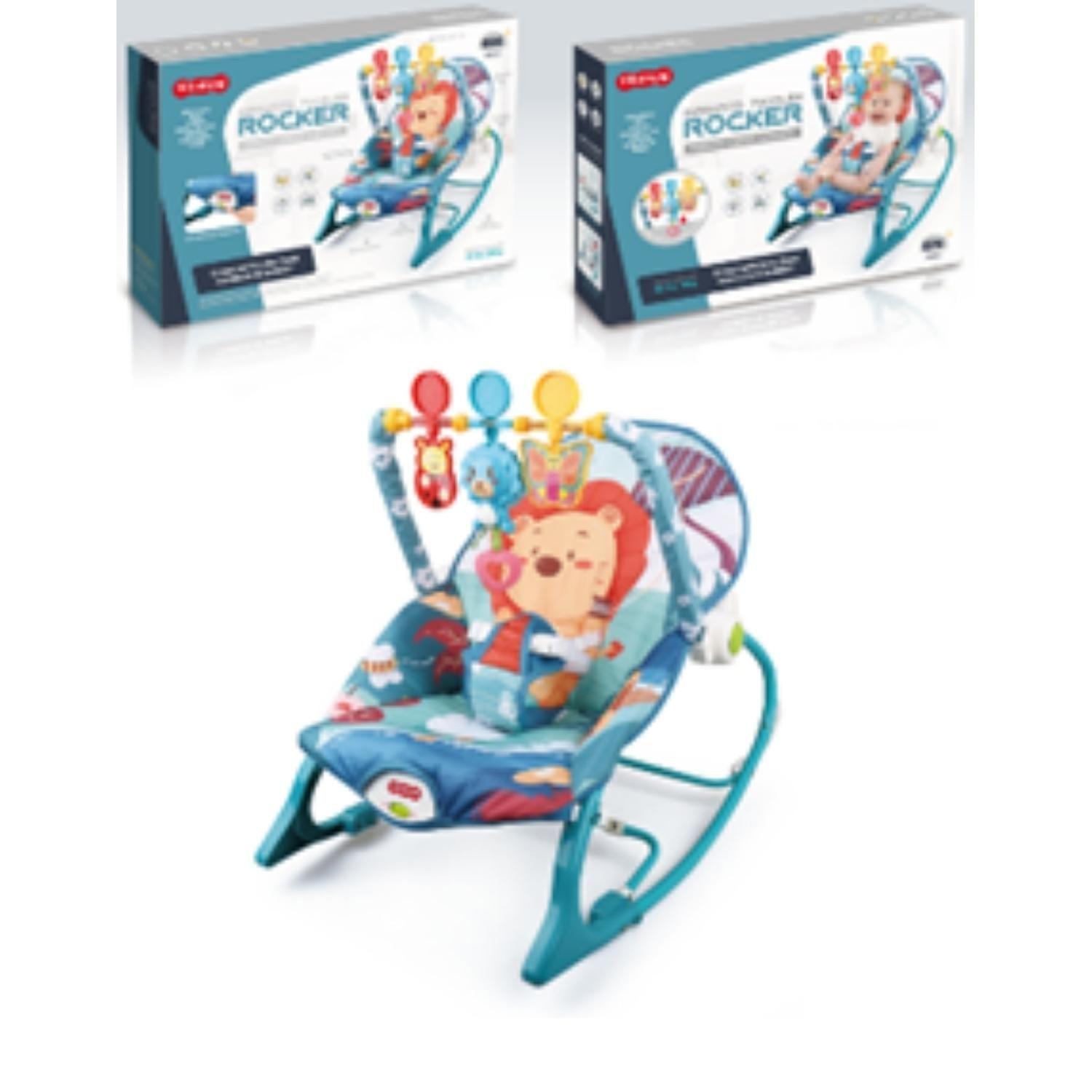 Silla Nido Musical Vibradora Bebe 2 En 1 Azul Leon-1