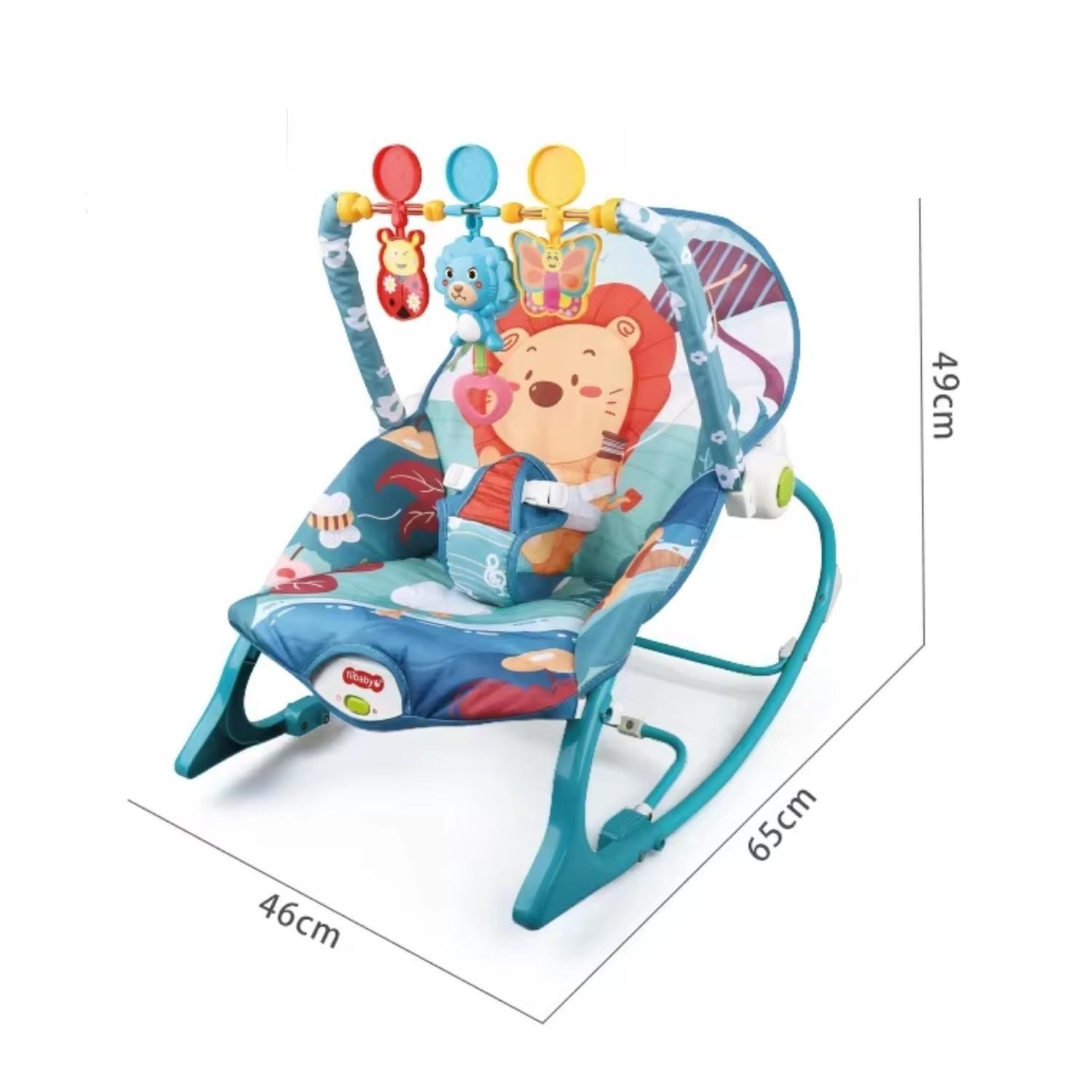 Silla Nido Musical Vibradora Bebe 2 En 1 Azul Leon-2