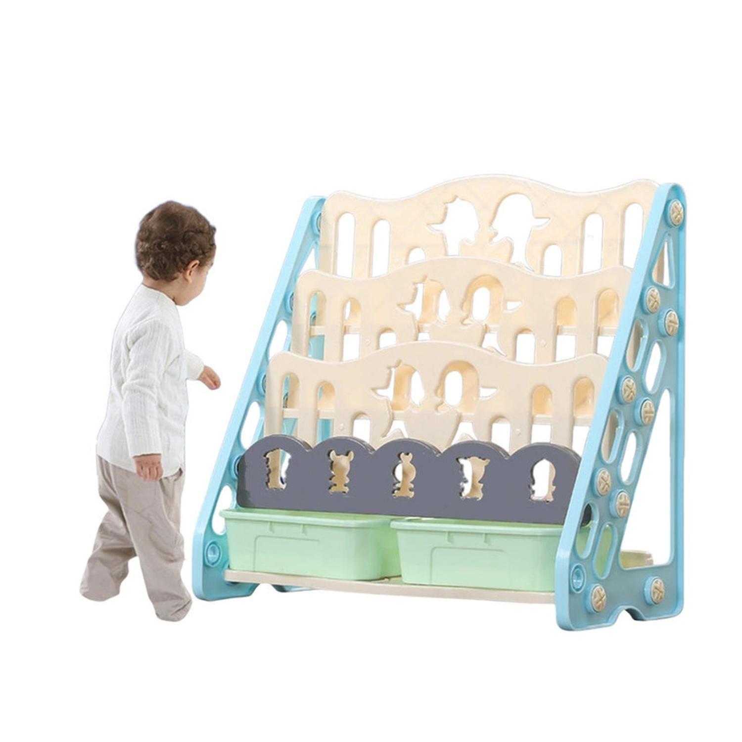 Biblioteca Infantil Estante Organizador Libros Con Cajones-2