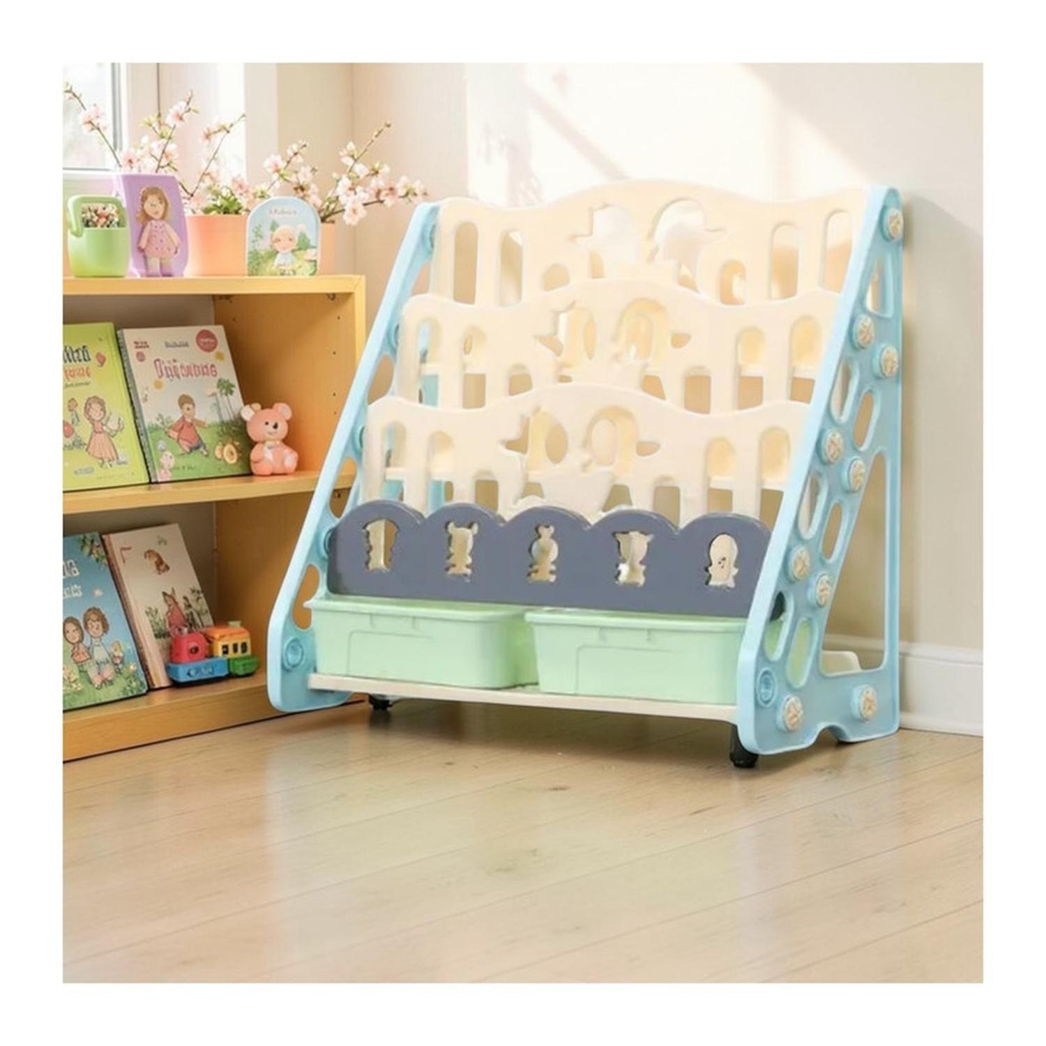 Biblioteca Infantil Estante Organizador Libros Con Cajones-8