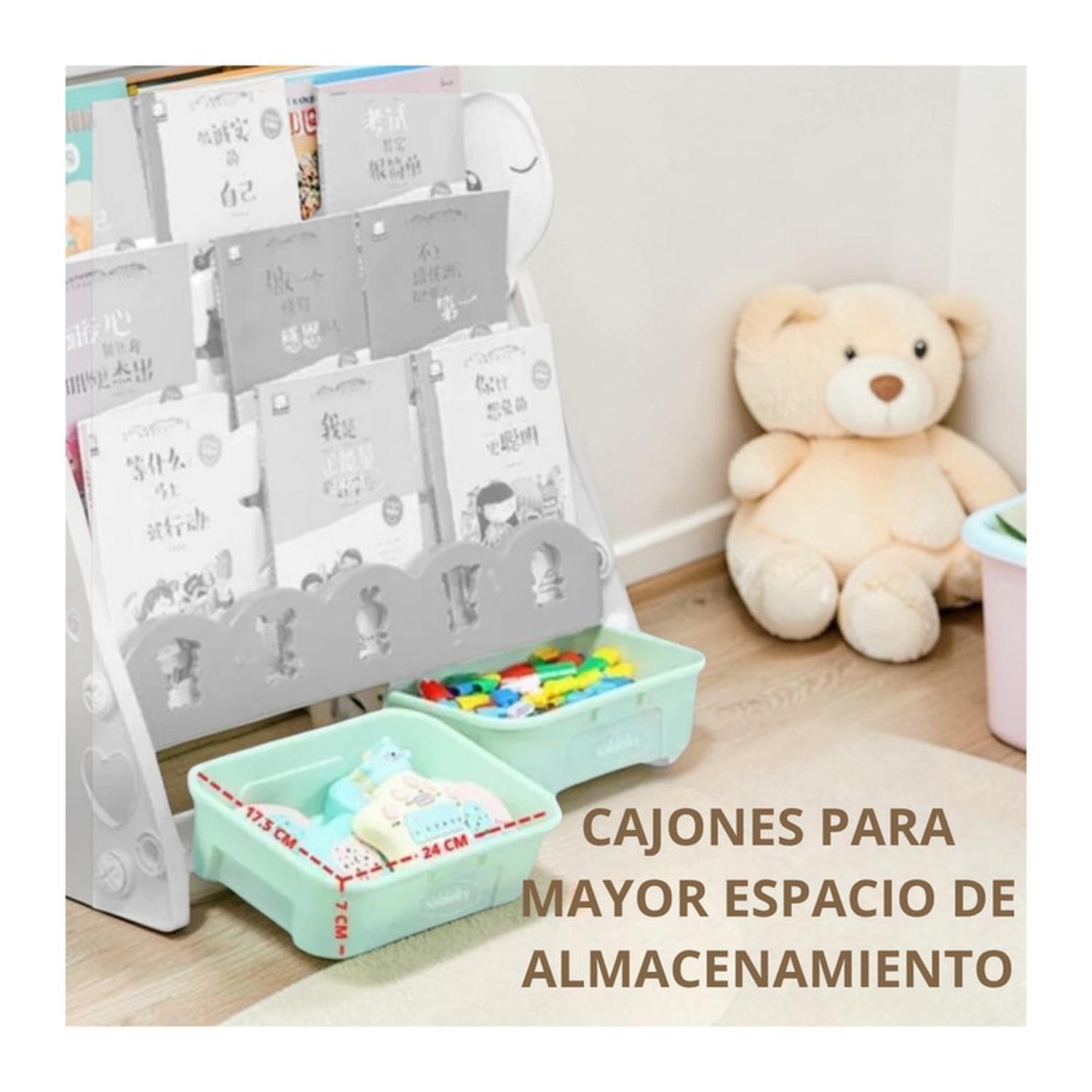 Biblioteca Infantil Estante Organizador Libros Con Cajones-9