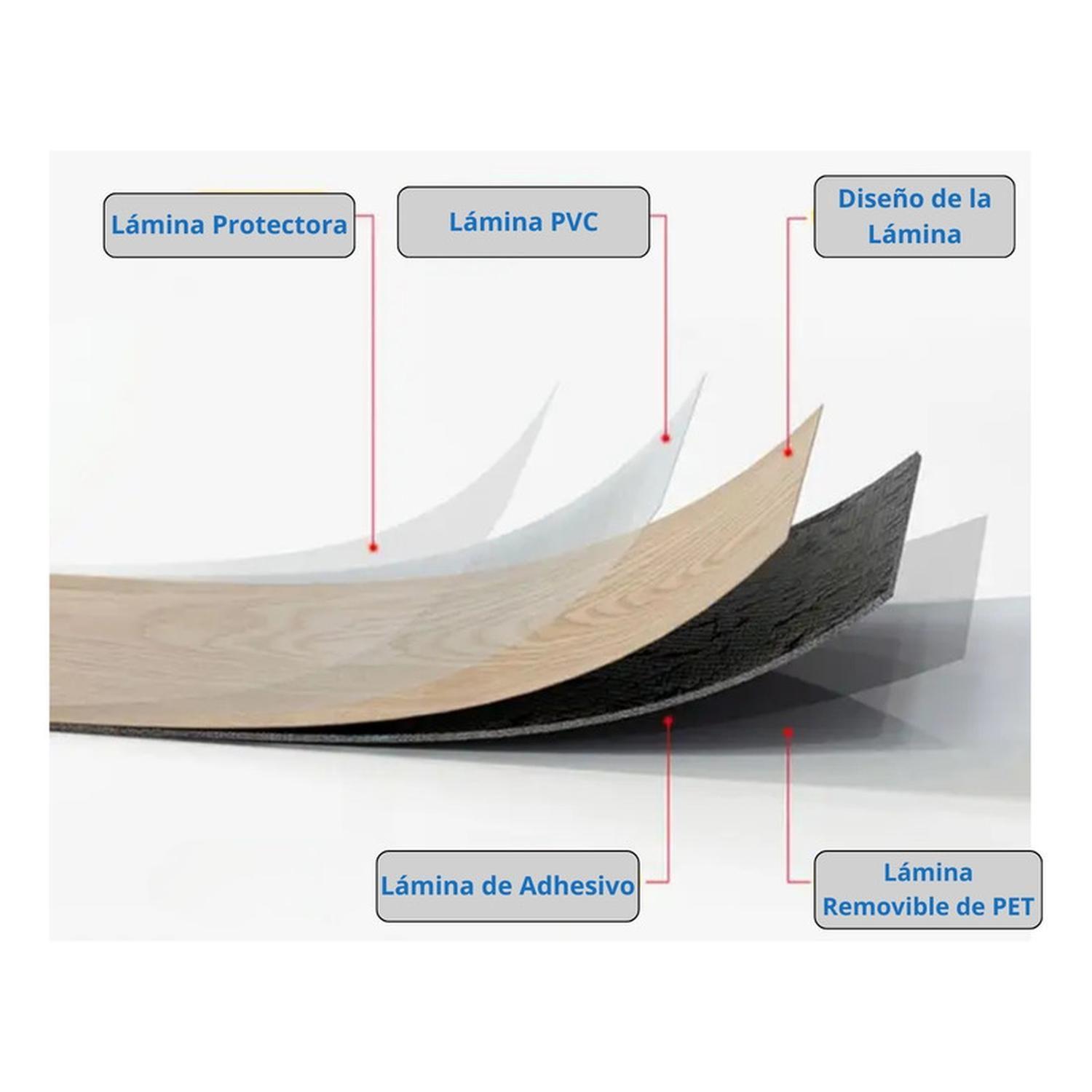 Piso Vinílico Adhesivo Símil Madera 91,4x15,2 Nogal Chocolat-5