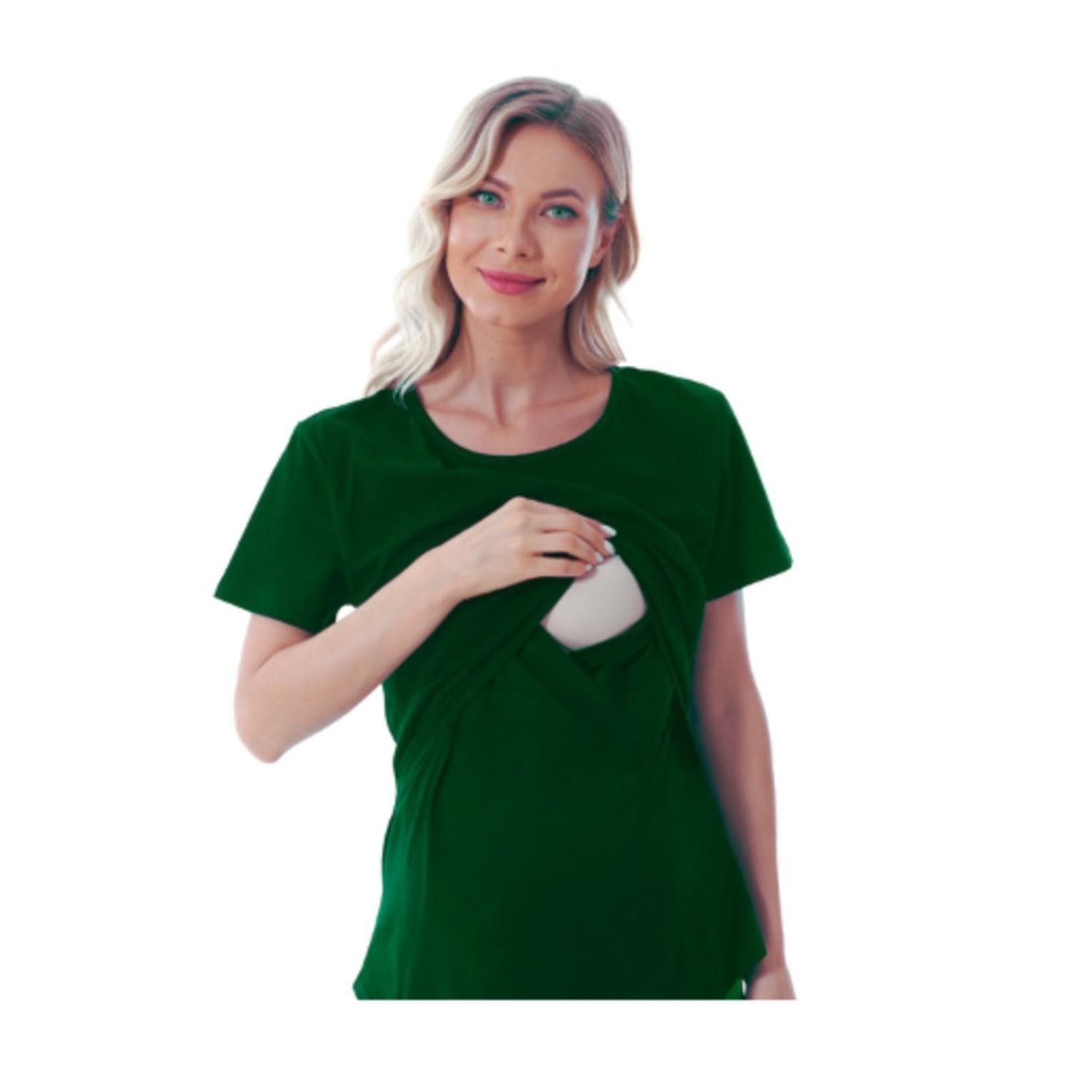 Polera Lactancia Maternidad Ana Manga Corta Verde-2