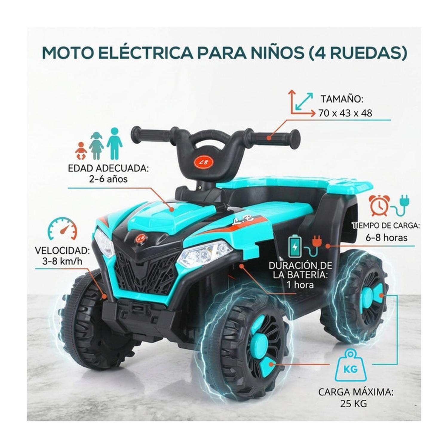 Auto Eléctrico Infantil Moto Explor Batería Turquesa-2