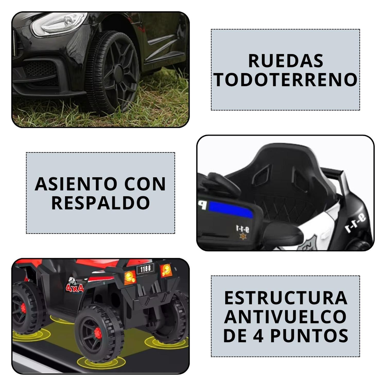 Auto Electrico Policia Infantil A Batería-3