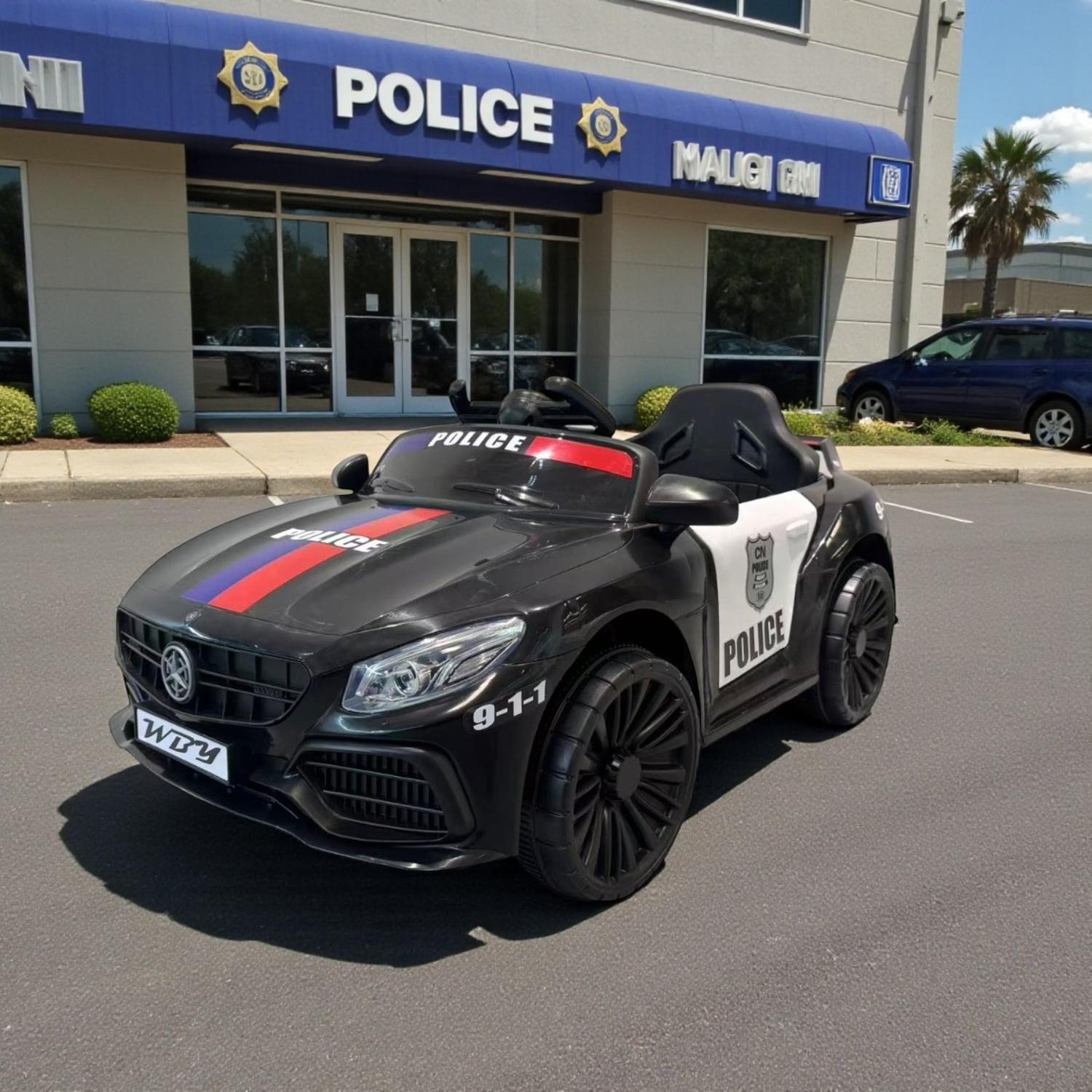 Auto Electrico Policia Infantil A Batería-9