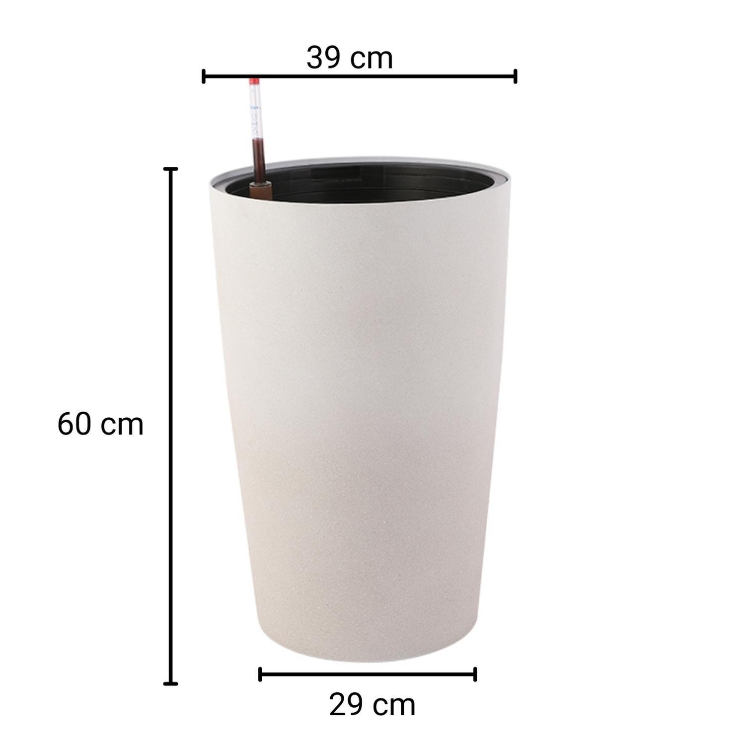 Macetero Autorregante Grande. Simil Piedra. 60X39X39 Blanco-2