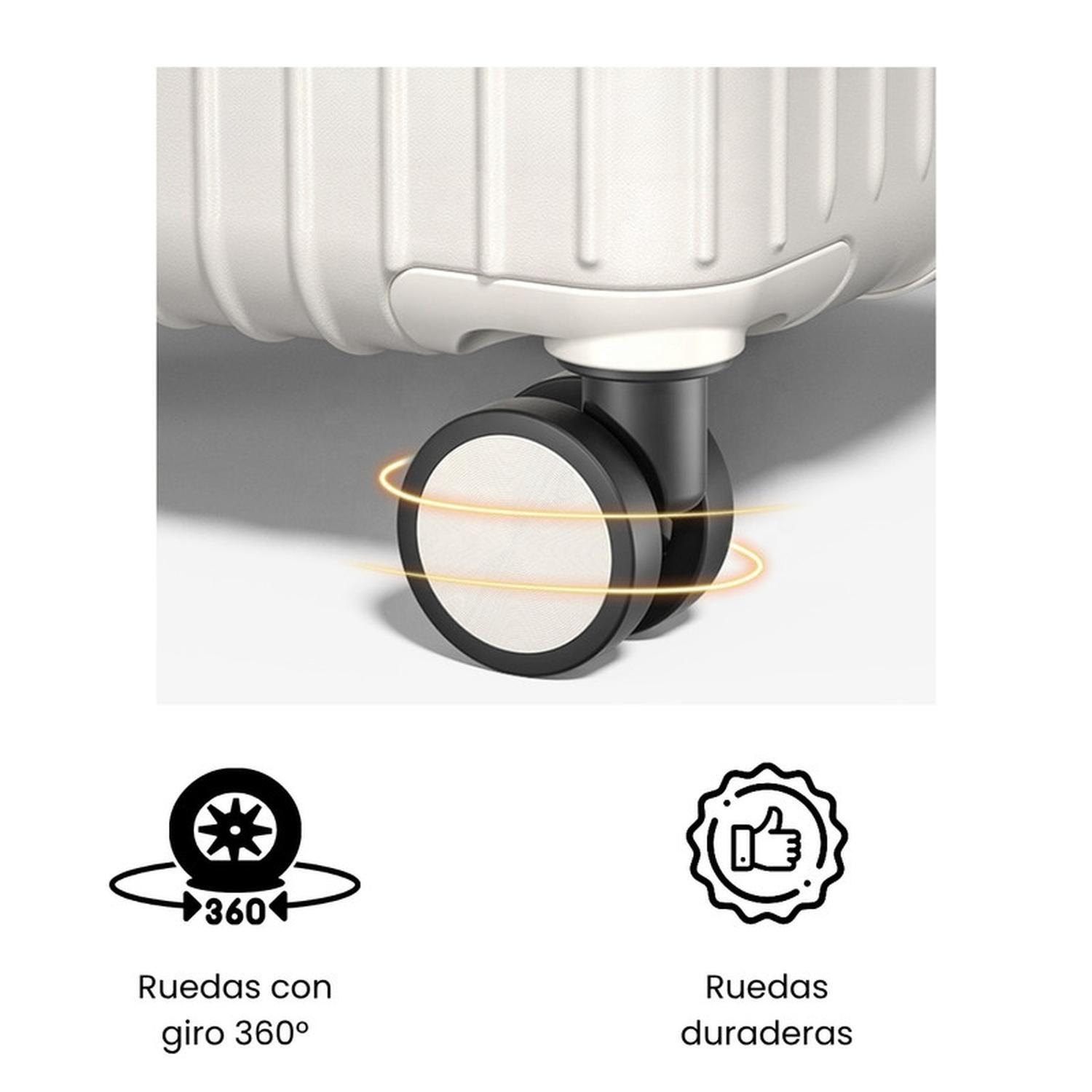 Maleta Tapa Dura Moderna 57x35x23 cm Porta Vaso USB Blanca-2