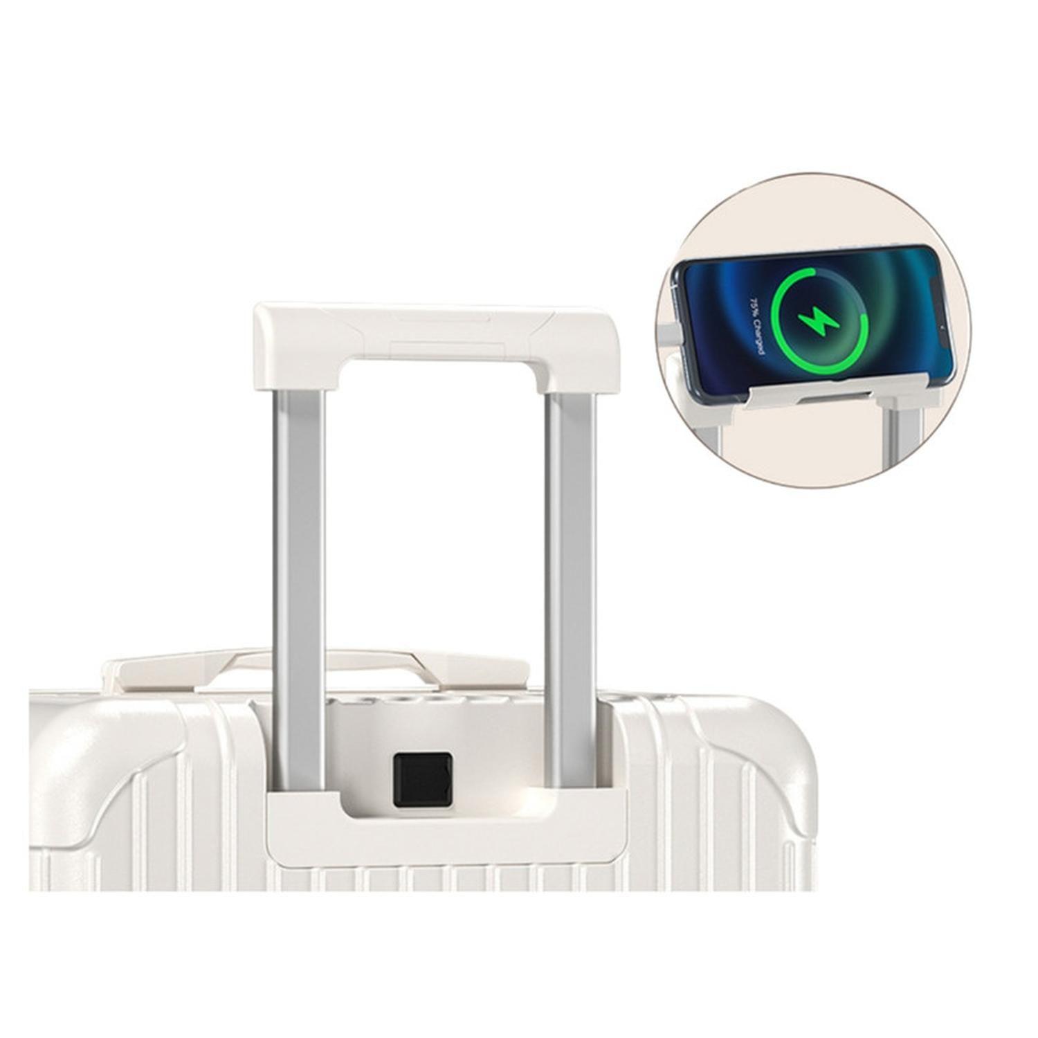 Maleta Tapa Dura Moderna 57x35x23 cm Porta Vaso USB Blanca-3