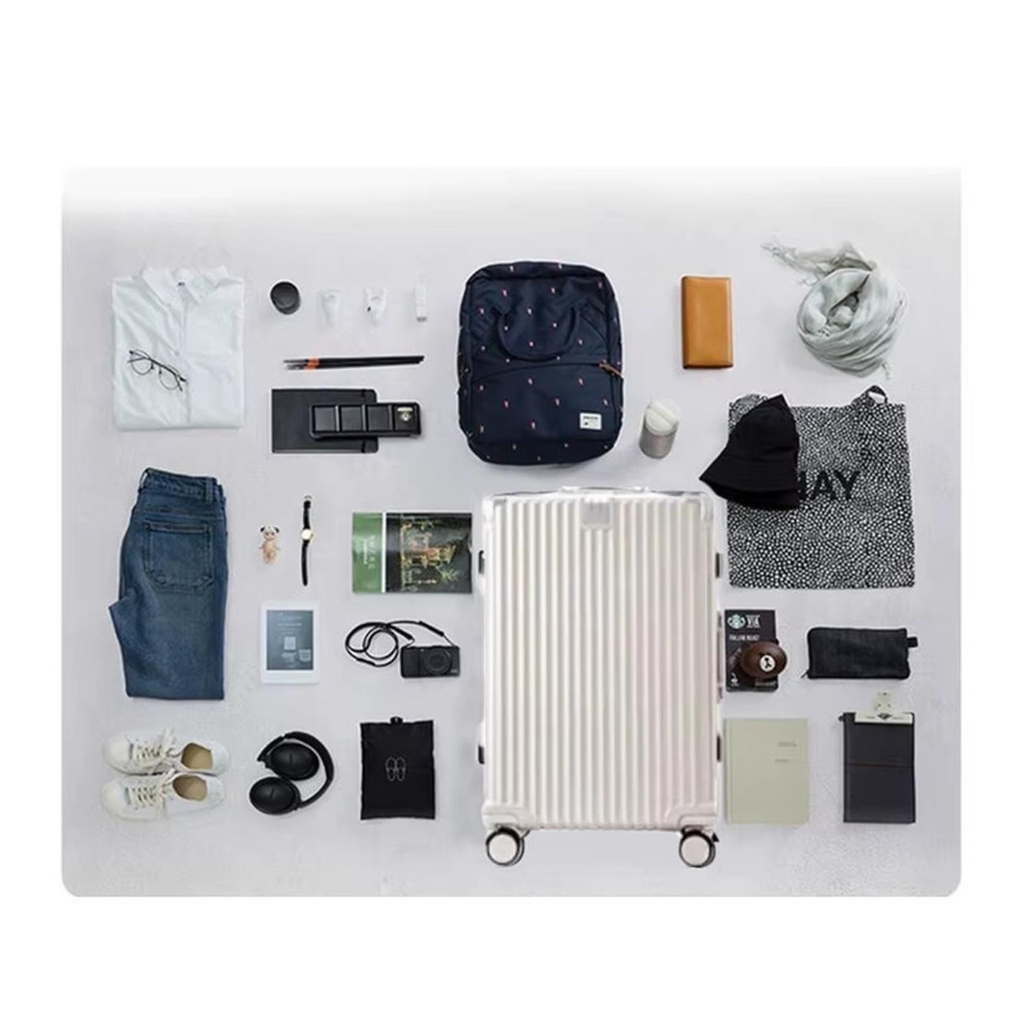 Maleta Tapa Dura Moderna 57x35x23 cm Porta Vaso USB Blanca-5