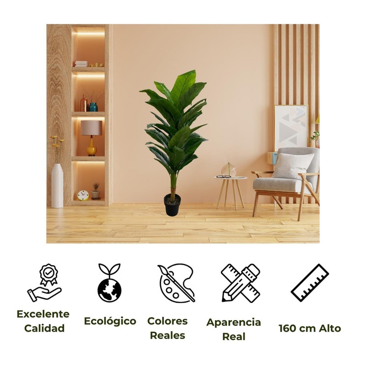 Planta Artificial 160 Cm Alto Con Macetero Decorativa-3
