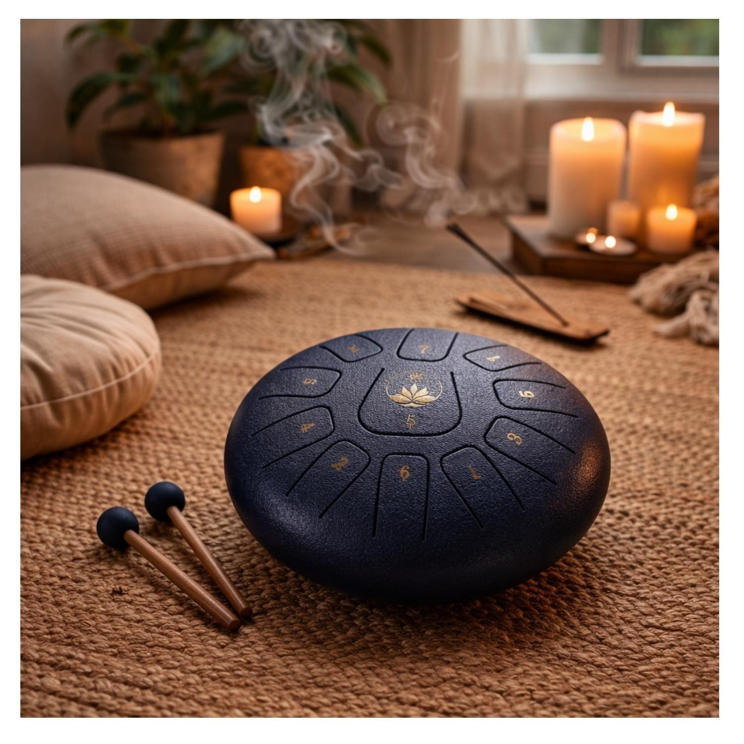 Tambor Lengua De Acero Meditación Y Yoga. 6” 11 Tonos. Azul-2