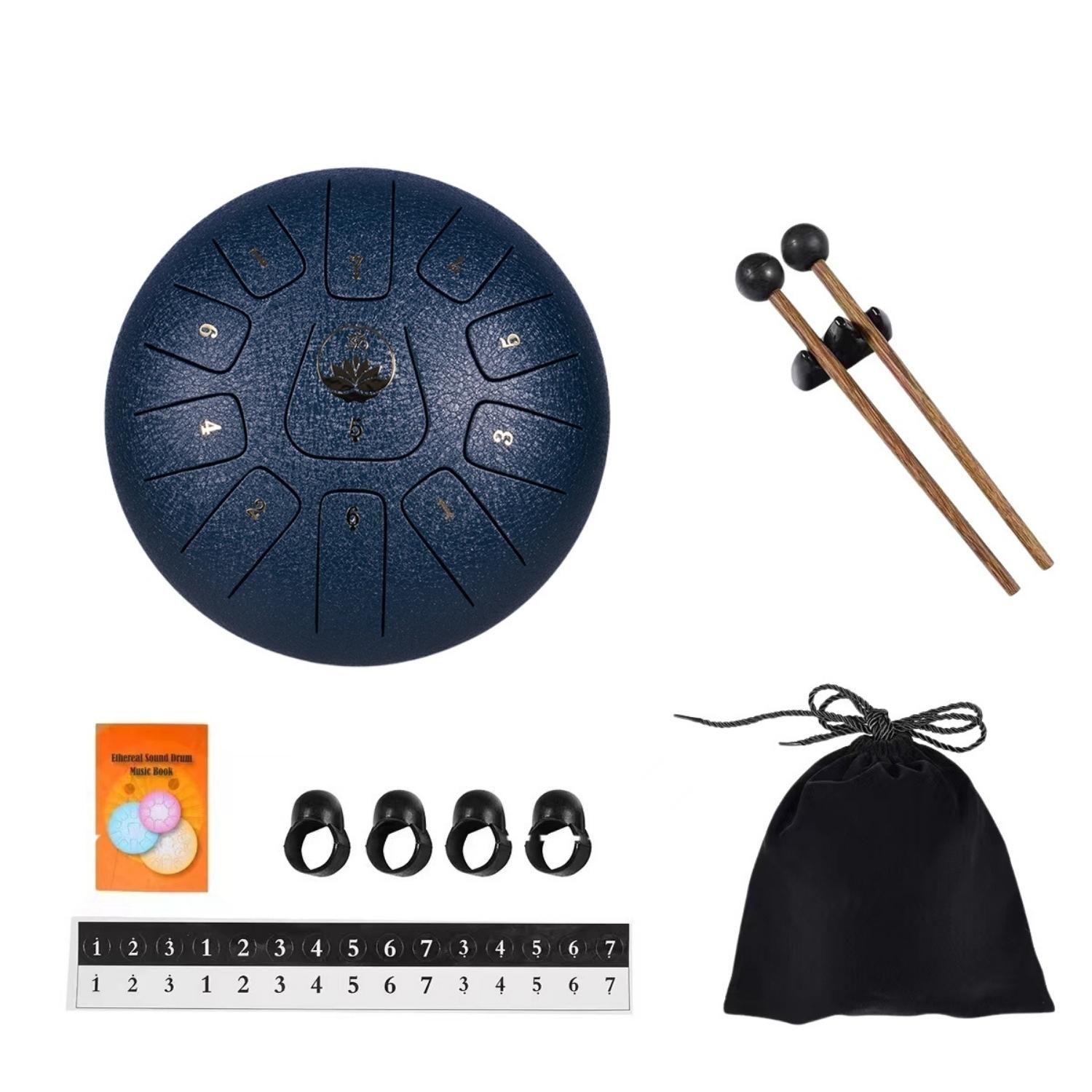 Tambor Lengua De Acero Meditación Y Yoga. 6” 11 Tonos. Azul-3