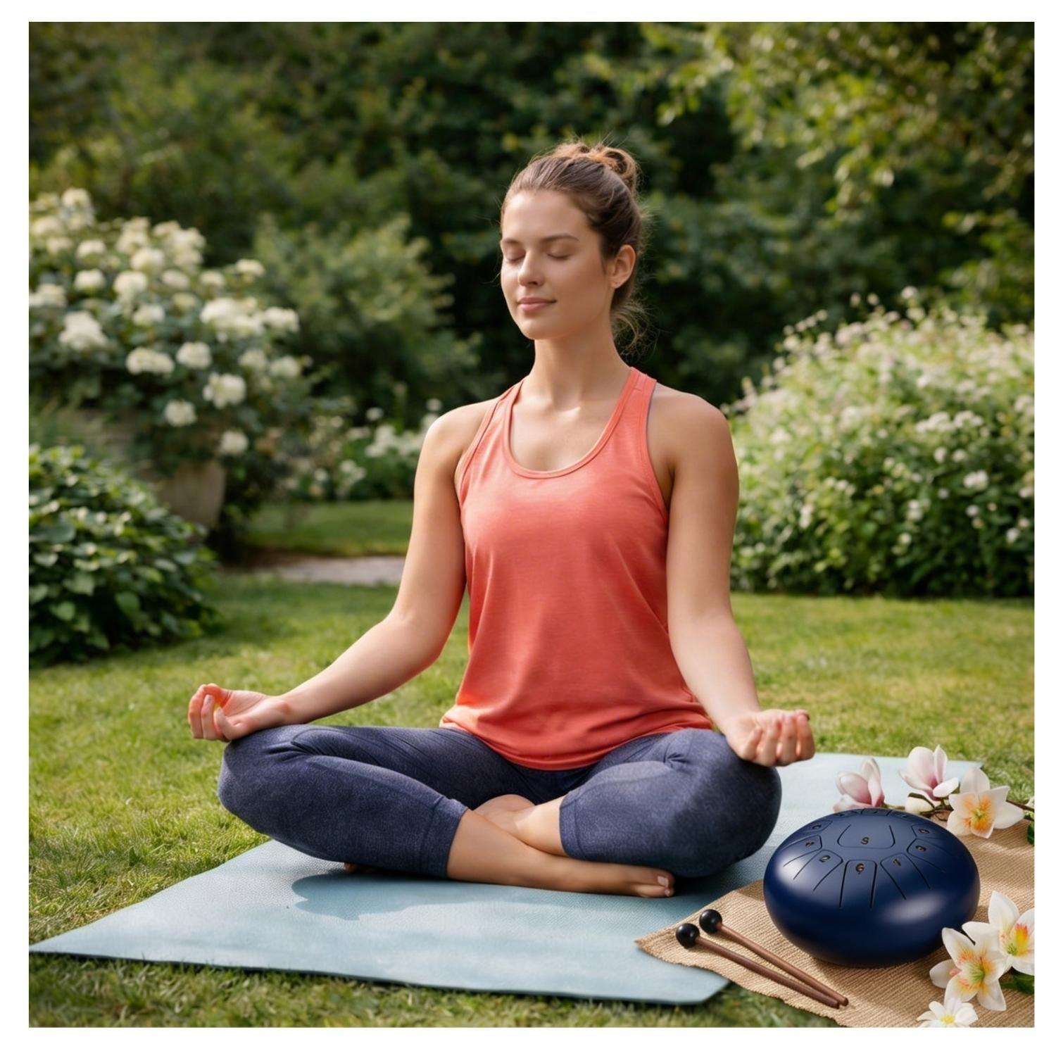 Tambor Lengua De Acero Meditación Y Yoga. 6” 11 Tonos. Azul-5