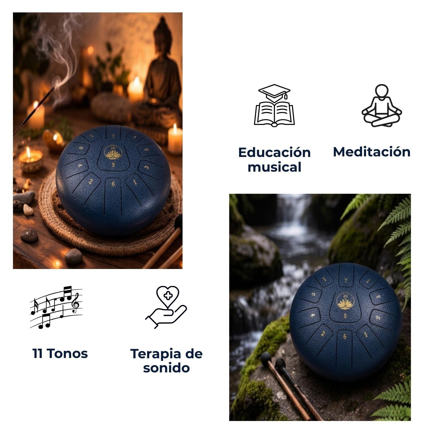 Tambor Lengua De Acero Meditación Y Yoga. 6” 11 Tonos. Azul-6