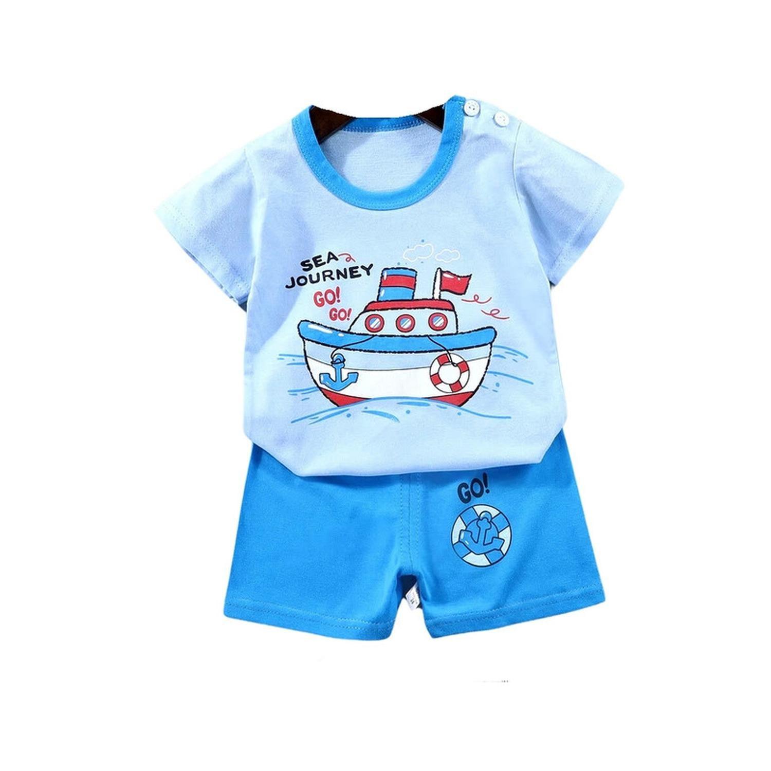 Pijama Niño Algodon Manga Corta Short Go Go Boat-0