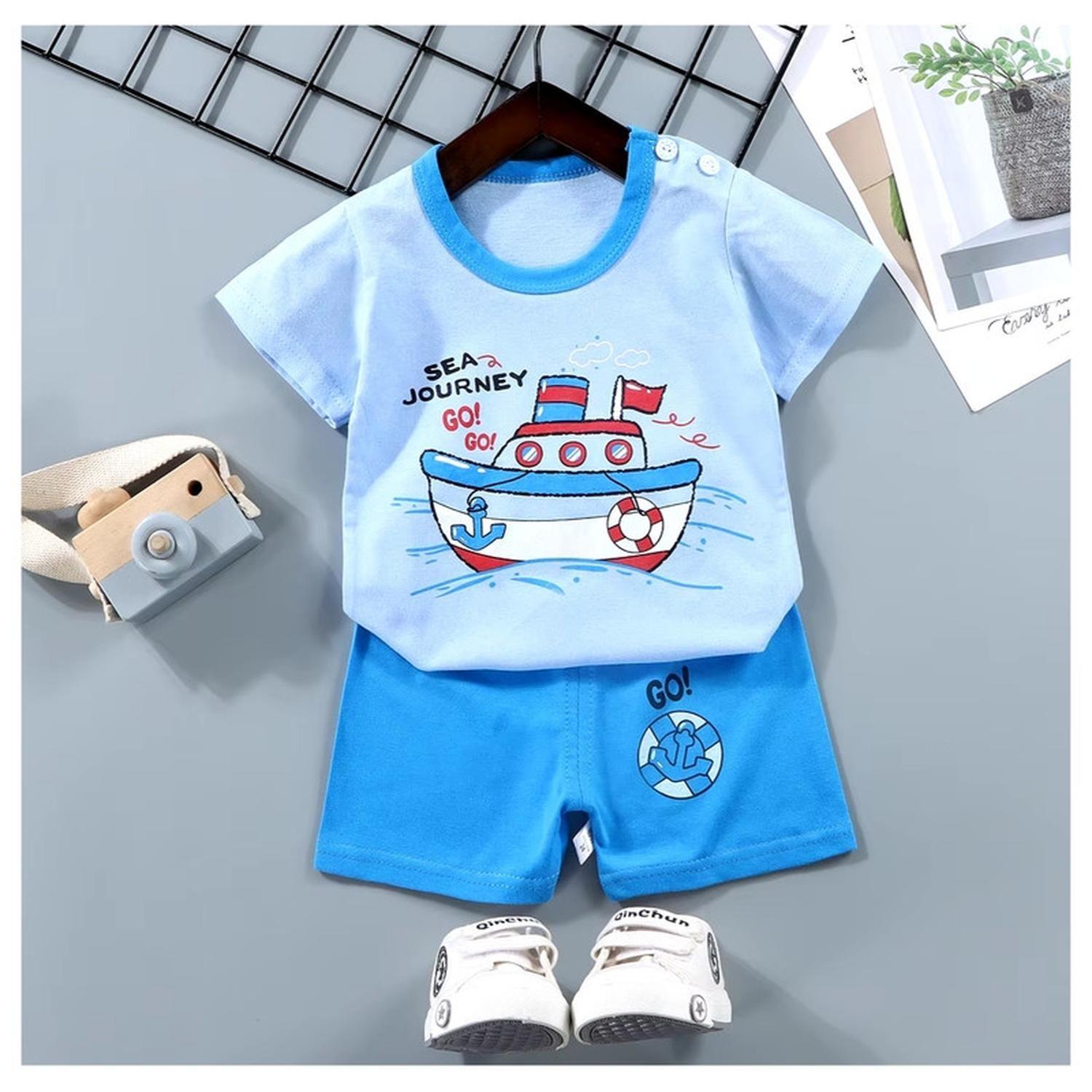 Pijama Niño Algodon Manga Corta Short Go Go Boat-1