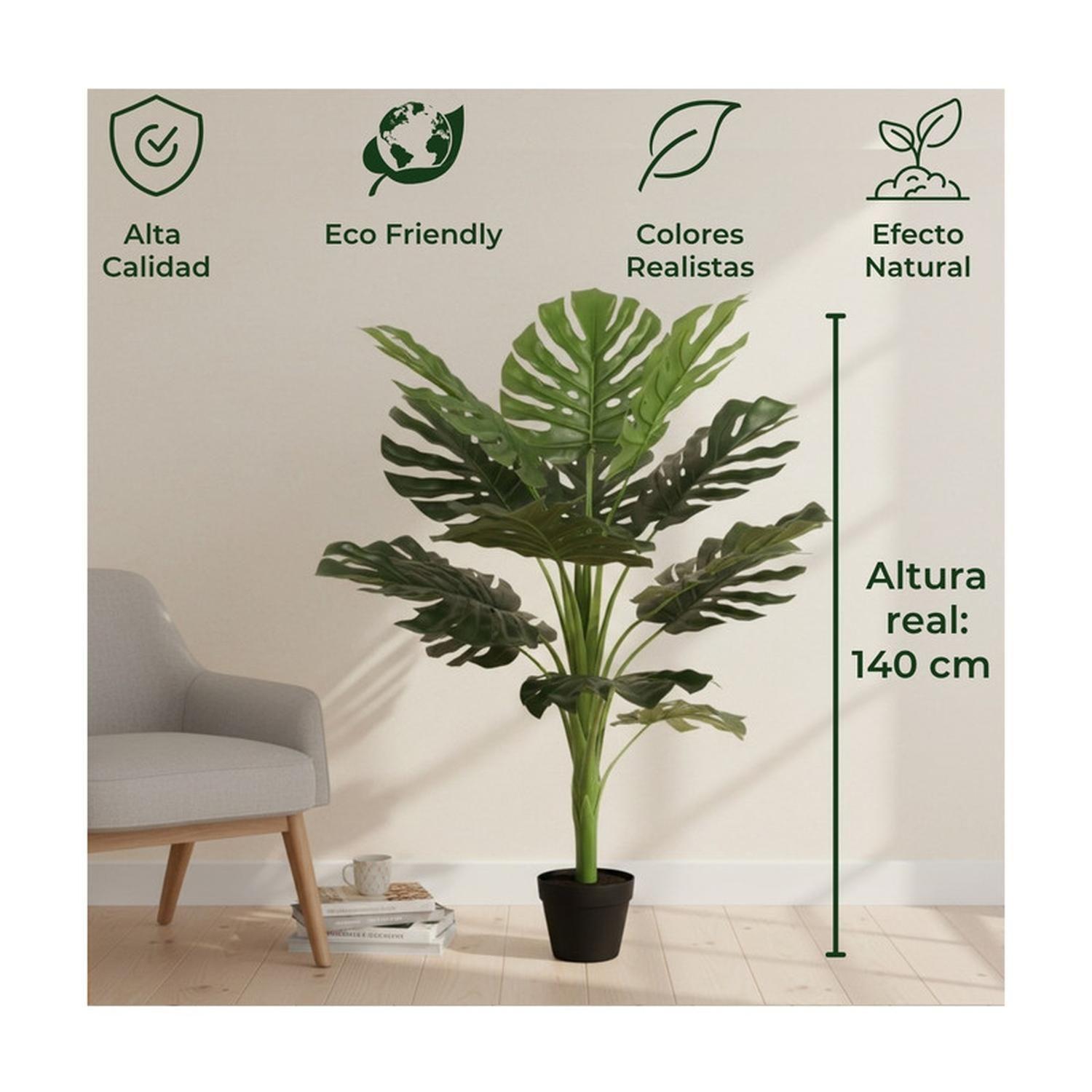 Planta Artificial Monstera Hoja Grande 140 cm-3