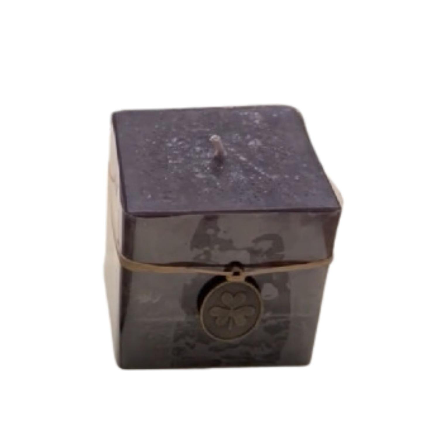 Vela Cubo Decorativa Aromatica Textura 2 Unidades Negra Negra-2