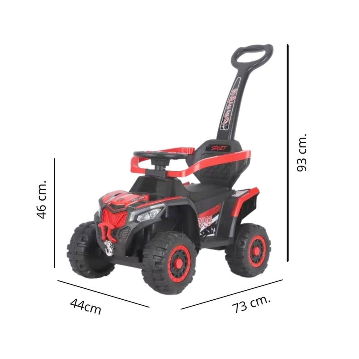 Auto Eléctrico Infantil 3en1 Con Manilla Correpasillo Rojo-5