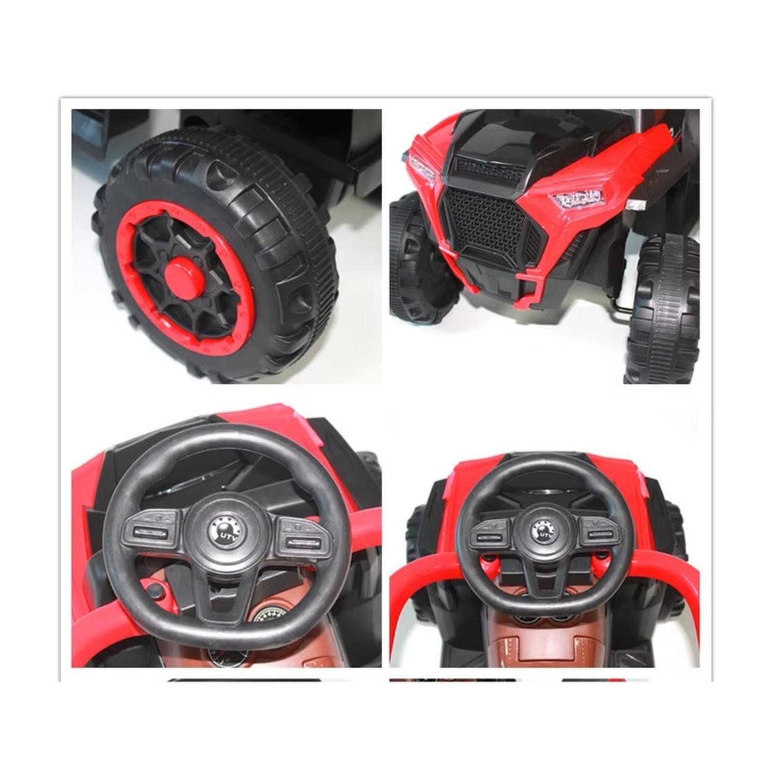 Auto Eléctrico Infantil 3en1 Con Manilla Correpasillo Rojo-6