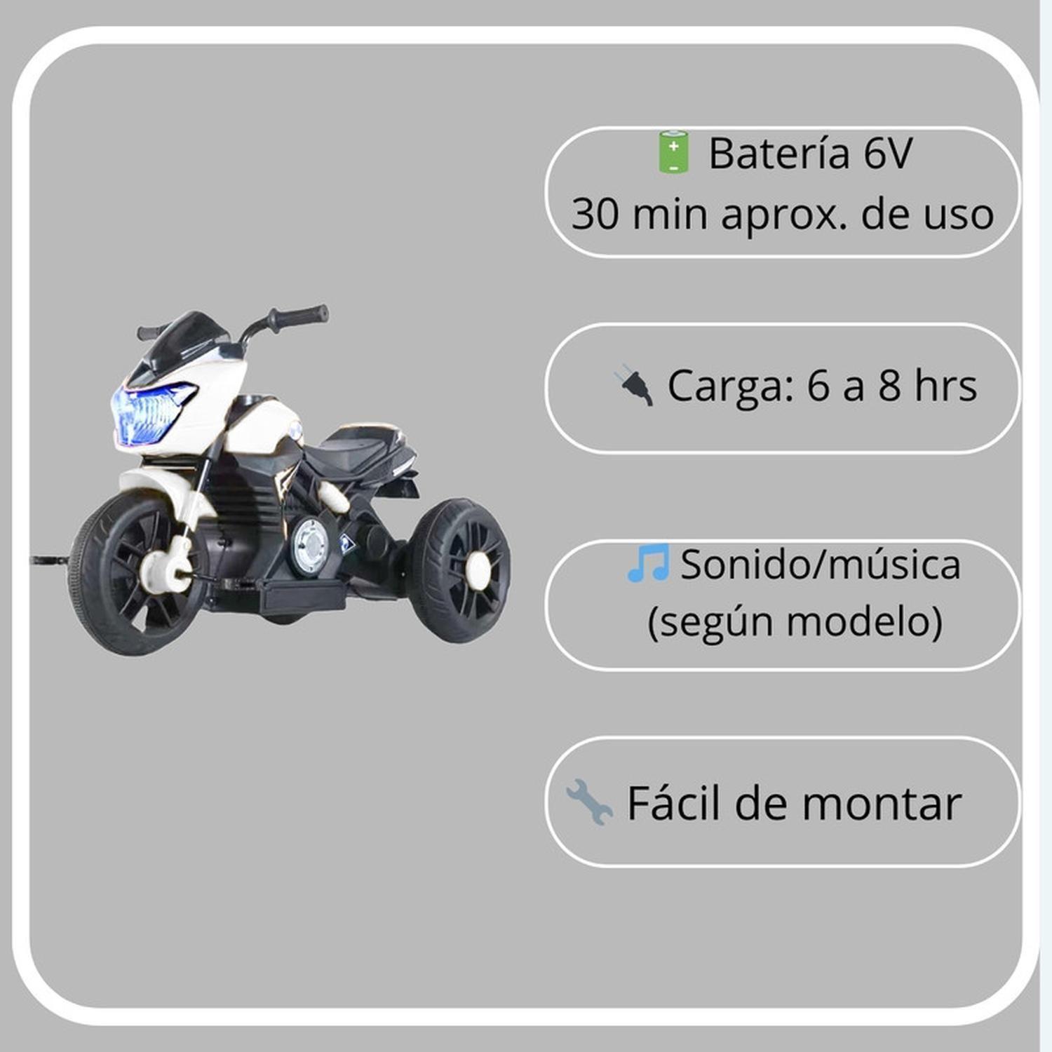 Moto Niño Antivuelco A Bateria Recargable Luz Y Sonido Blanca-2