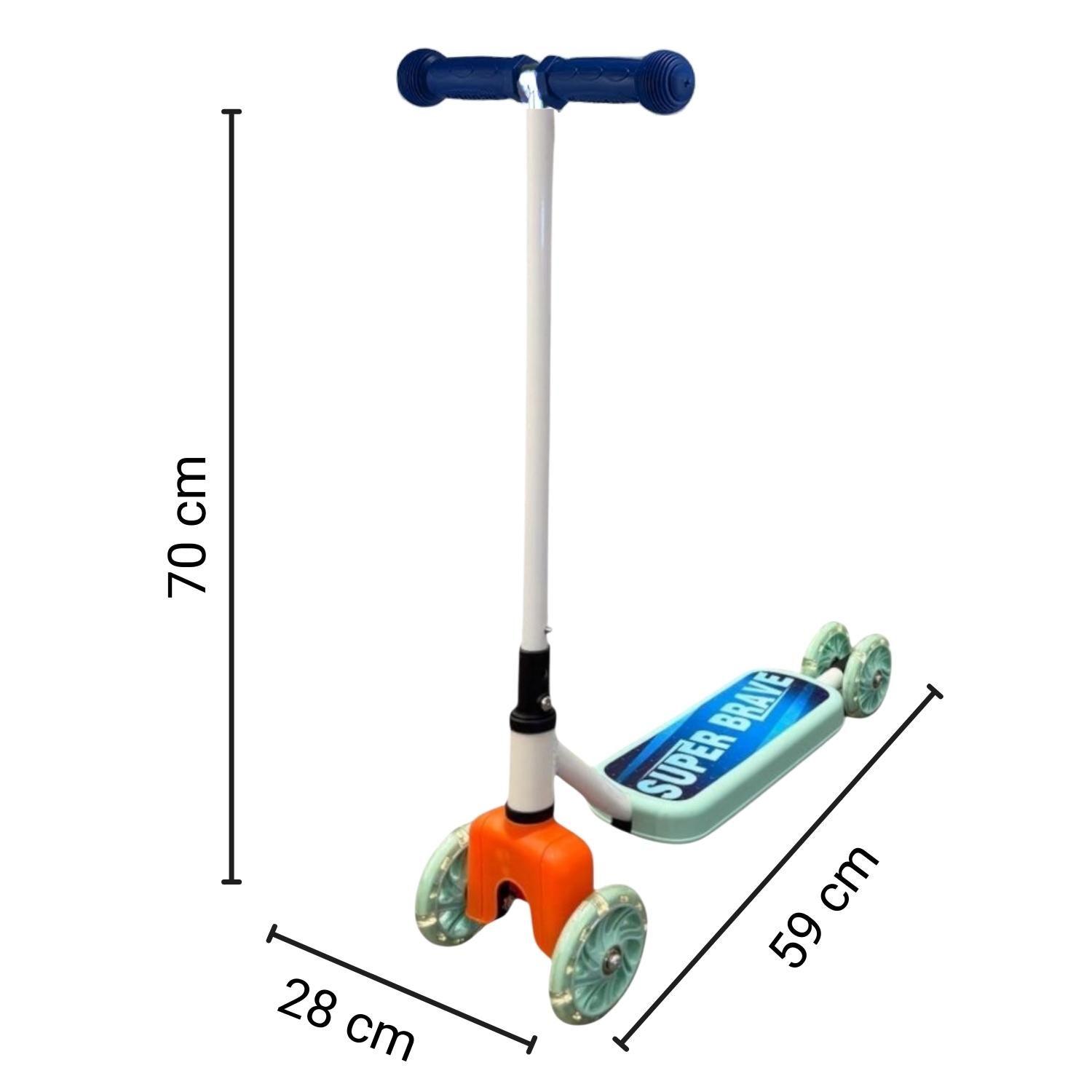 Scooter Infantil 4 Ruedas Ajustable Niño Estable Azul-5