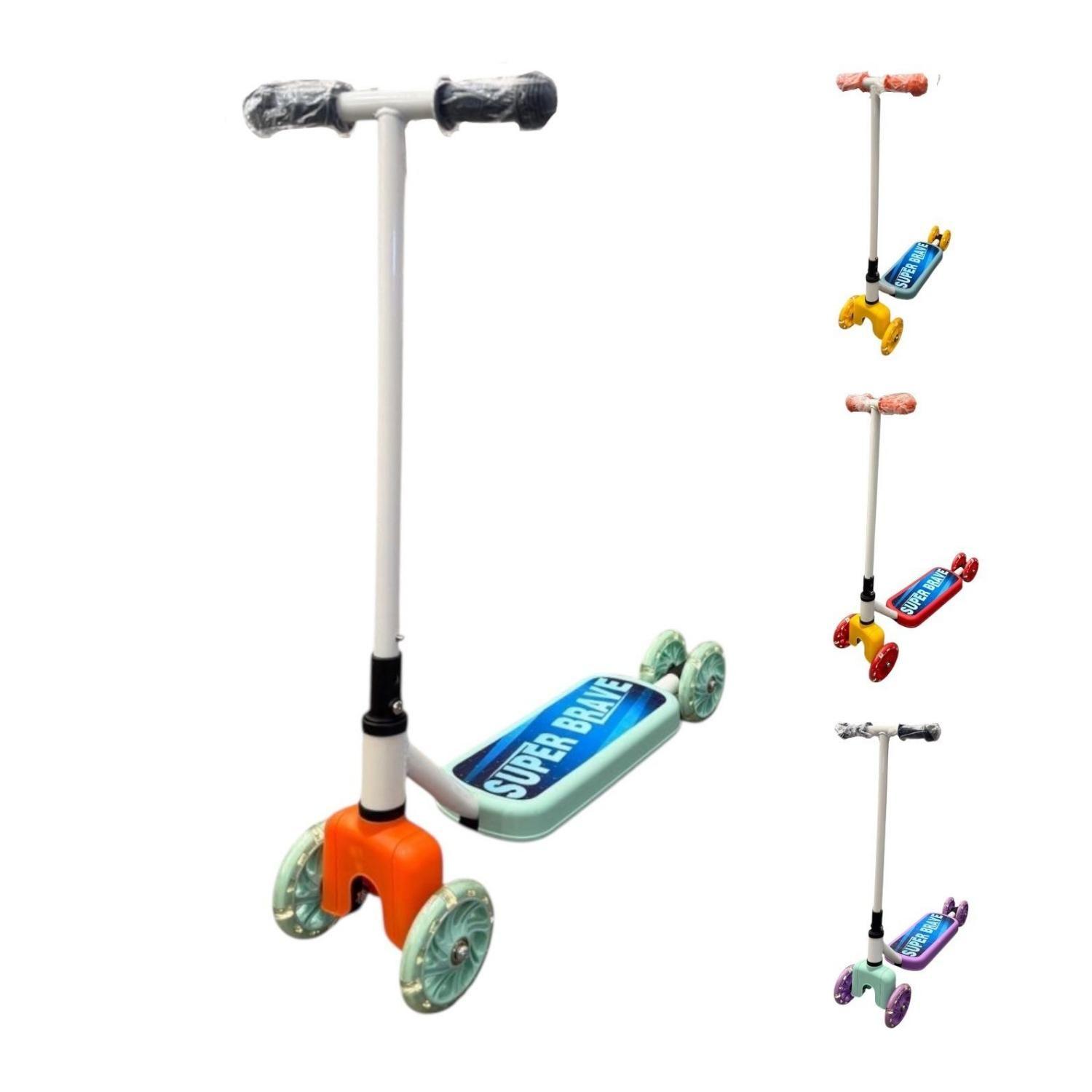 Scooter Infantil 4 Ruedas Ajustable Niño Estable Azul-7