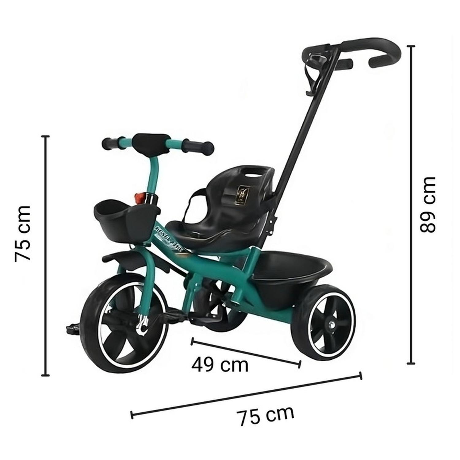 Triciclo Infantil Mango De Empuje Alto Asiento Grande Verde-7