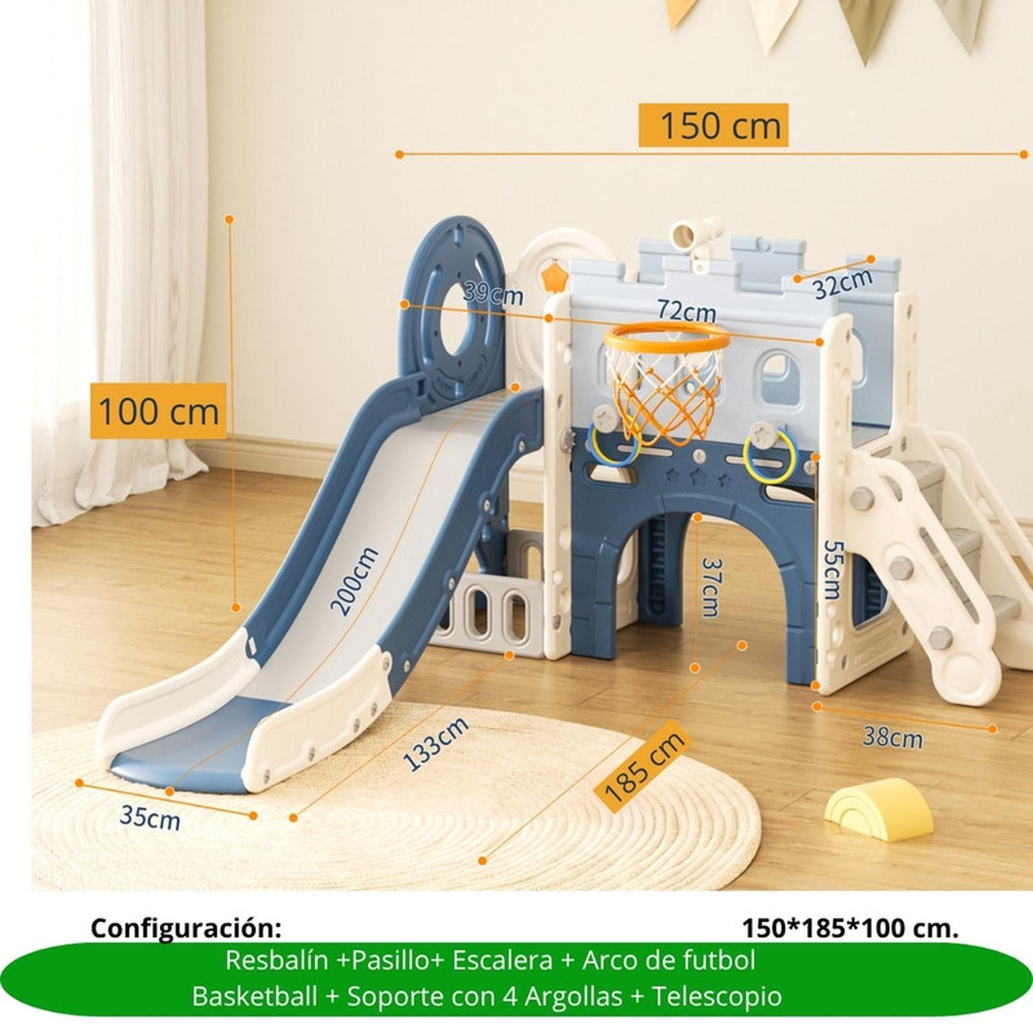 Juego Resbalin Infantil Patio Aro Telescopio Tobogan Azul-2