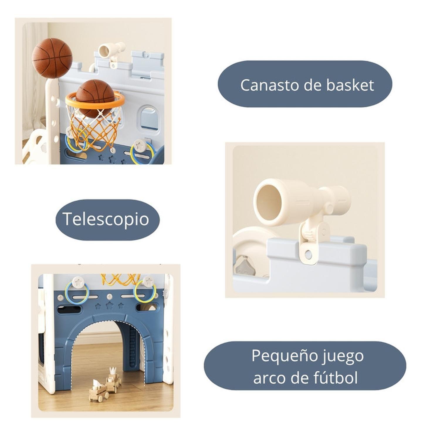 Juego Resbalin Infantil Patio Aro Telescopio Tobogan Azul-3