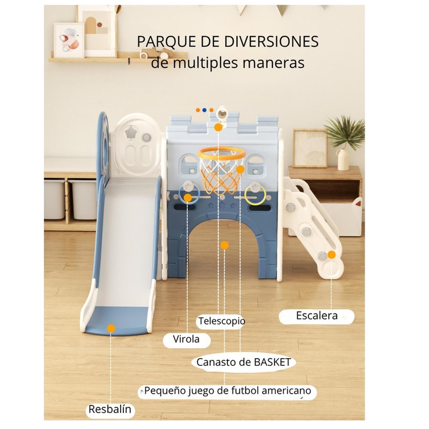Juego Resbalin Infantil Patio Aro Telescopio Tobogan Azul-8